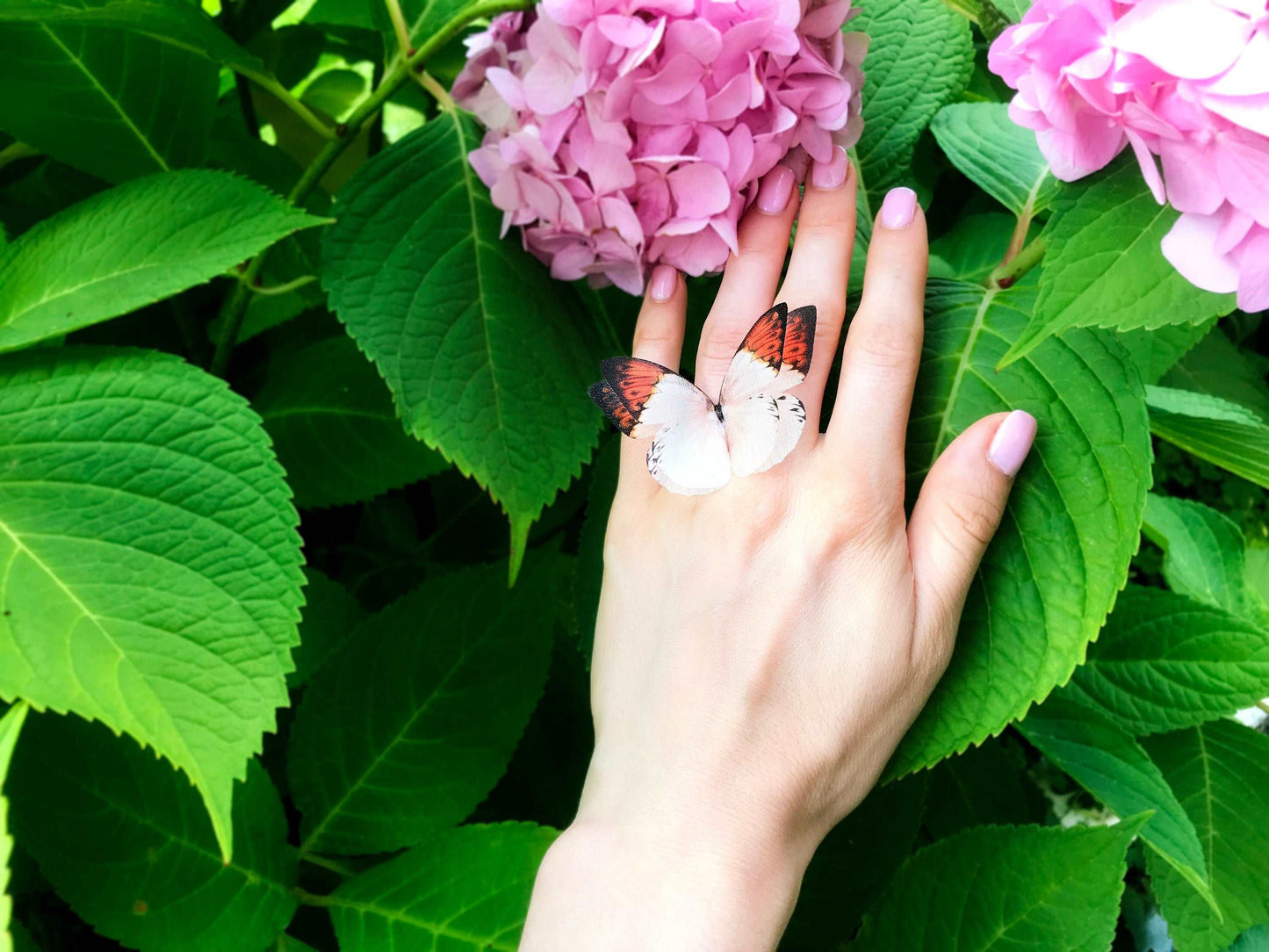 High-Quality Beige Butterfly Adjustable Ring