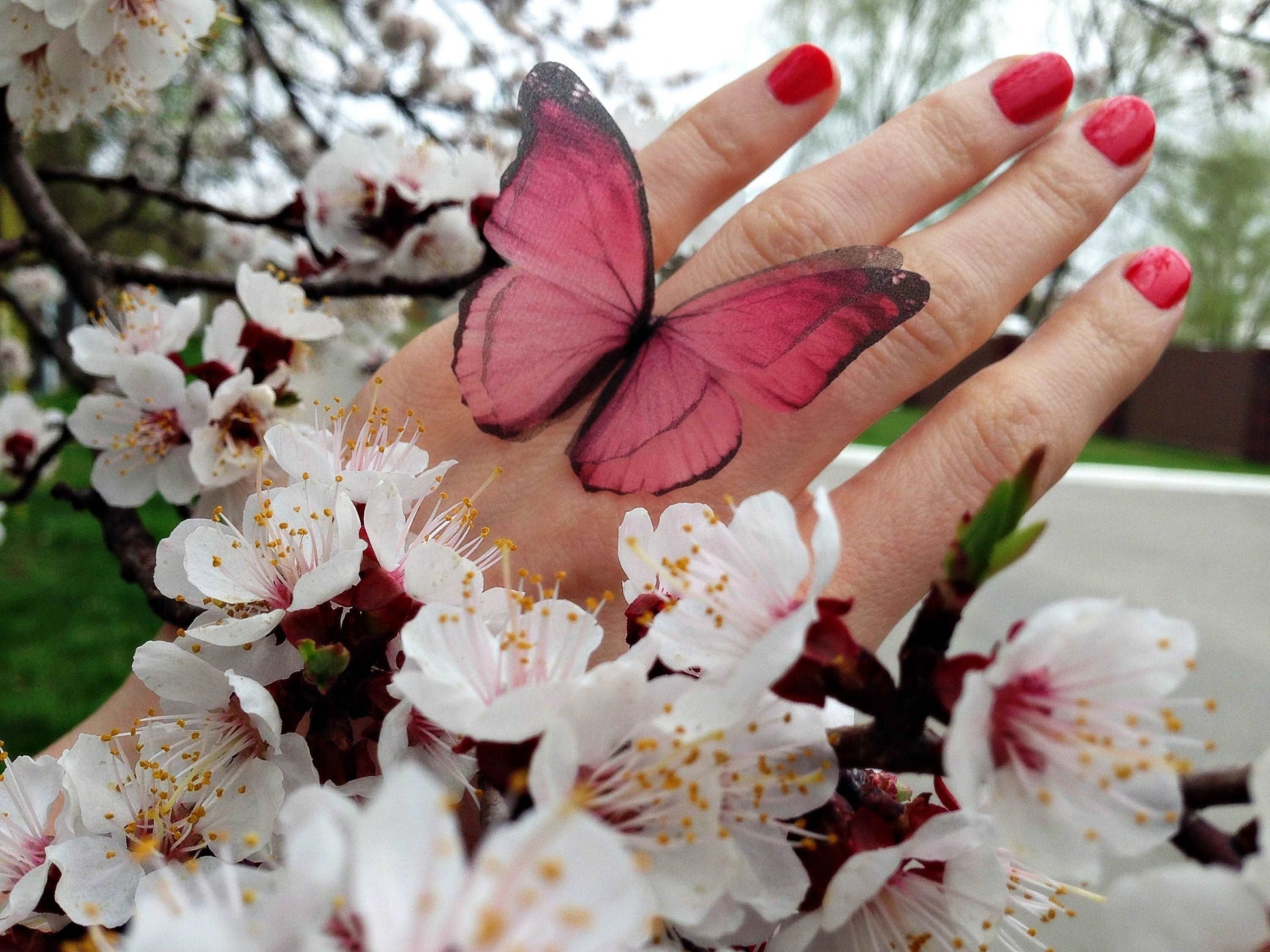 Magenta Butterfly Ring with Handcrafted Details