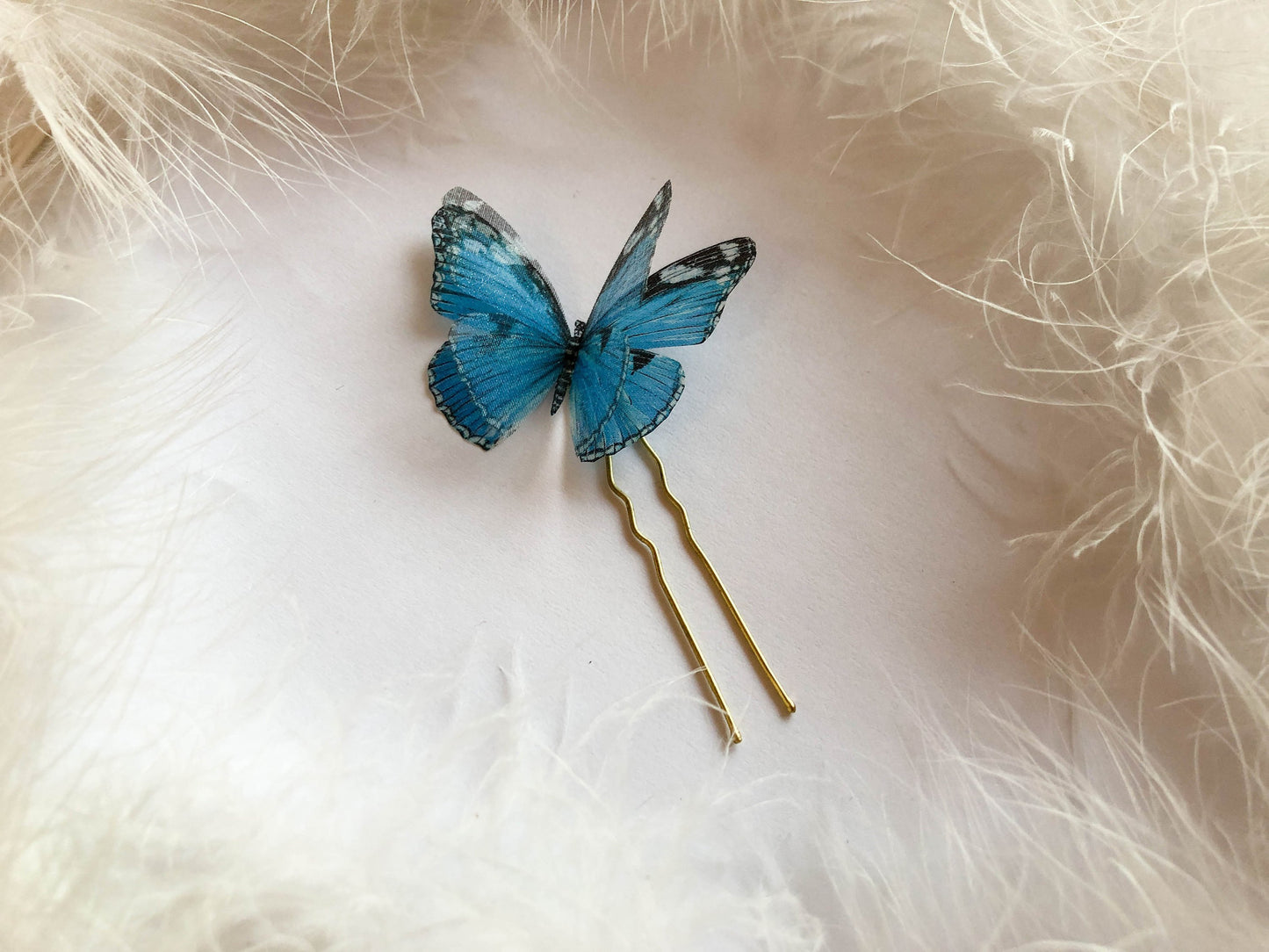 Sapphire Butterfly HairPin - Silk Butterflies