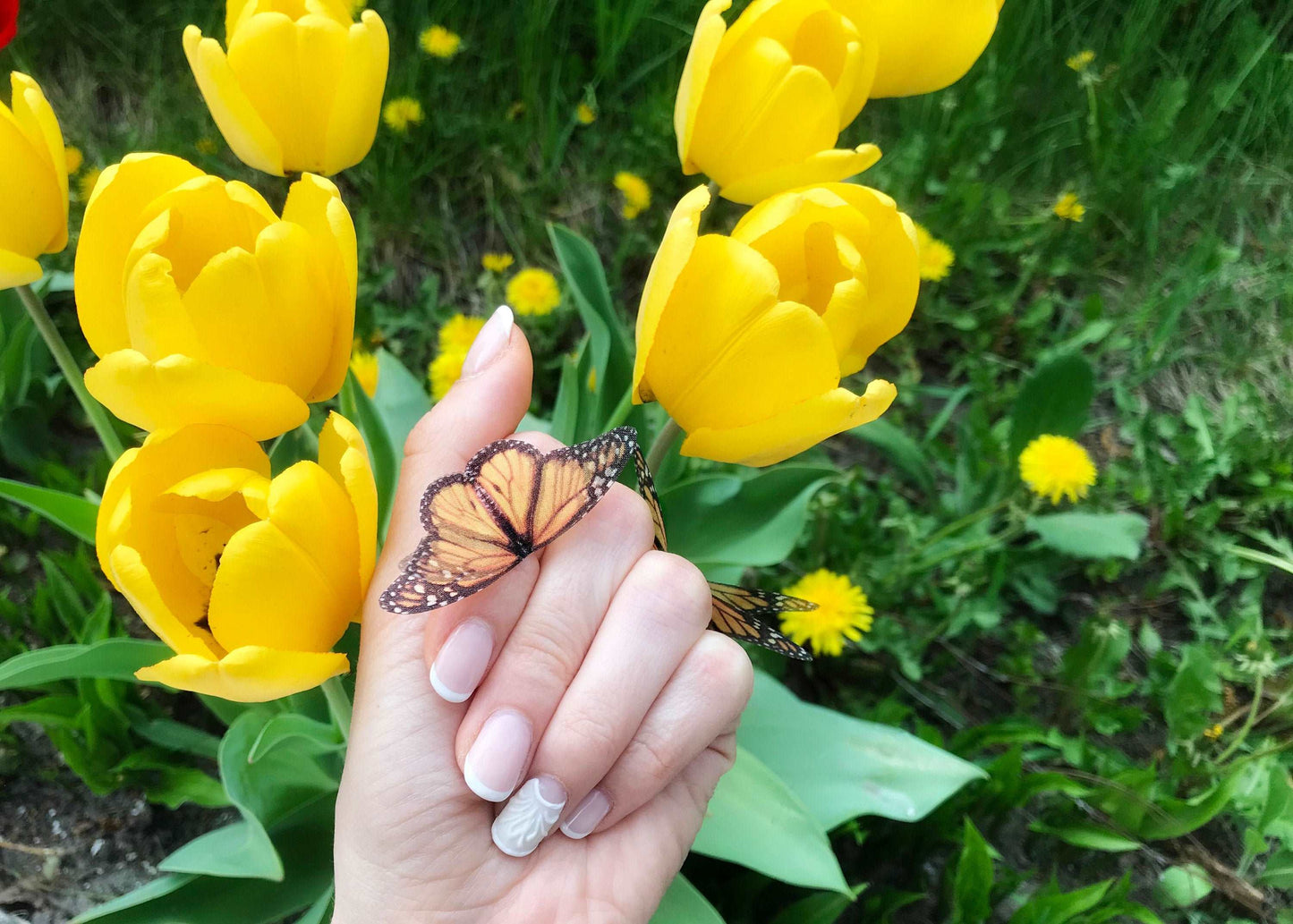 Close-up of the Monarch Butterfly Ring with Fluttering Effect, Handcrafted Jewelry