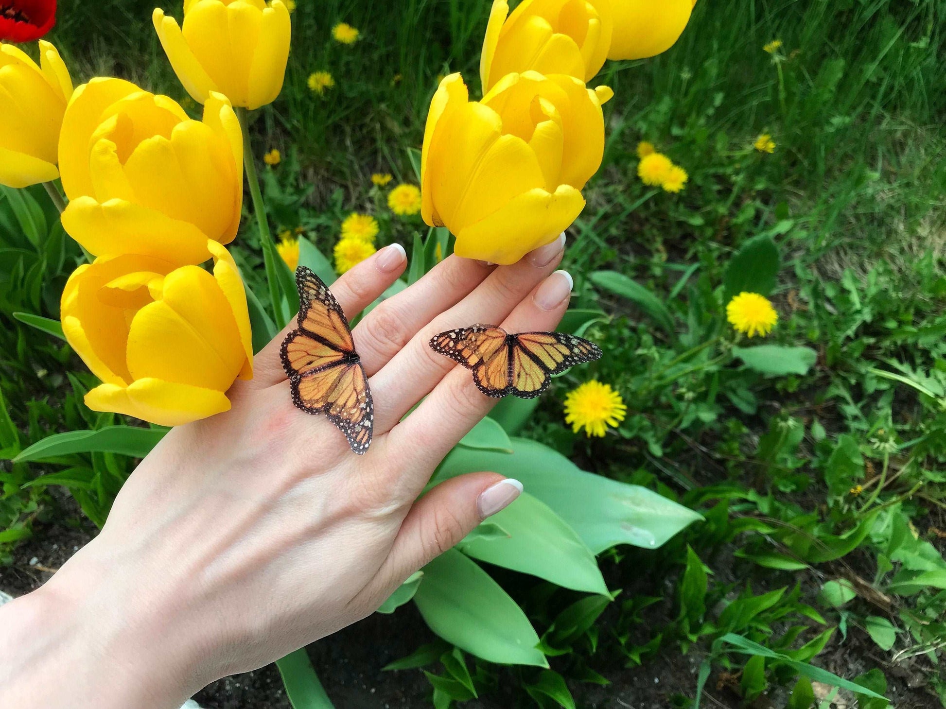 Monarch Butterfly Rings with Fluttering Wings, Whimsical Rings