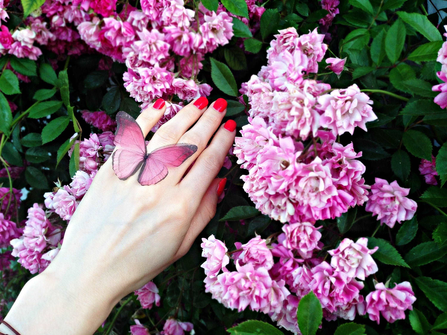 Fluttering Butterfly Ring in Eye-Catching Magenta