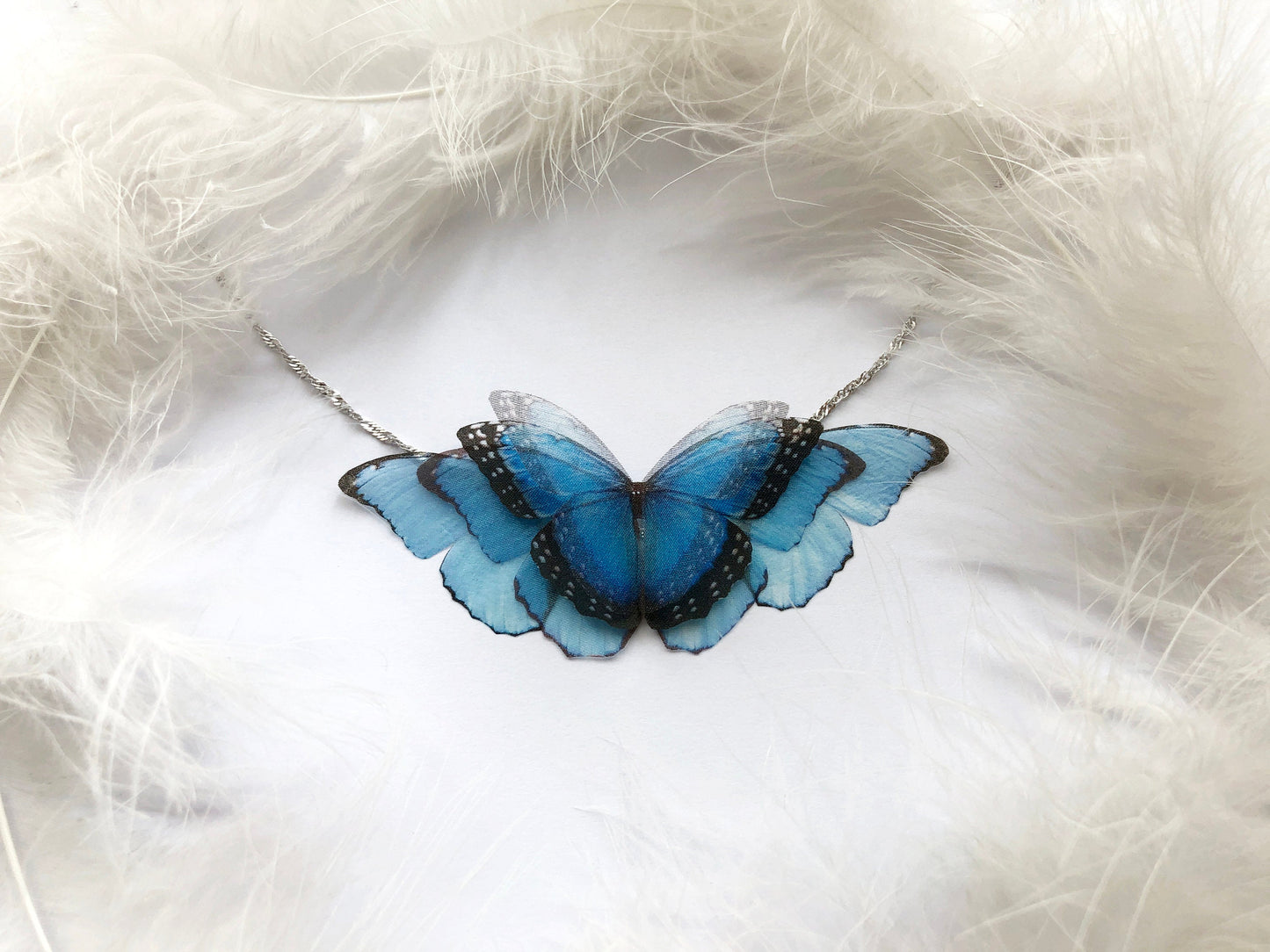 Orchid Flower Butterflies Necklace - Silk Butterflies