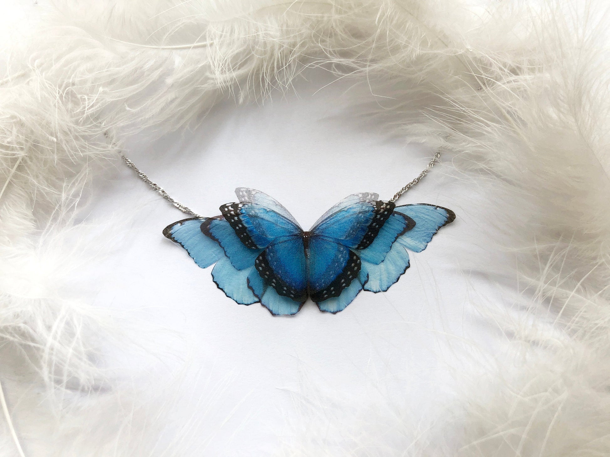Orchid Flower Butterflies Necklace - Silk Butterflies