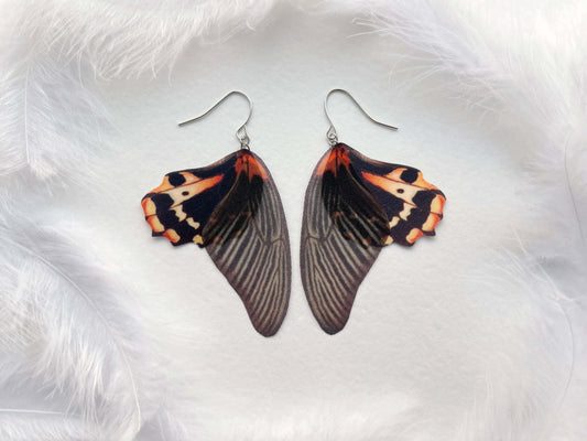 Black Whimsigoth Wings Earrings with Moth and Butterfly Design