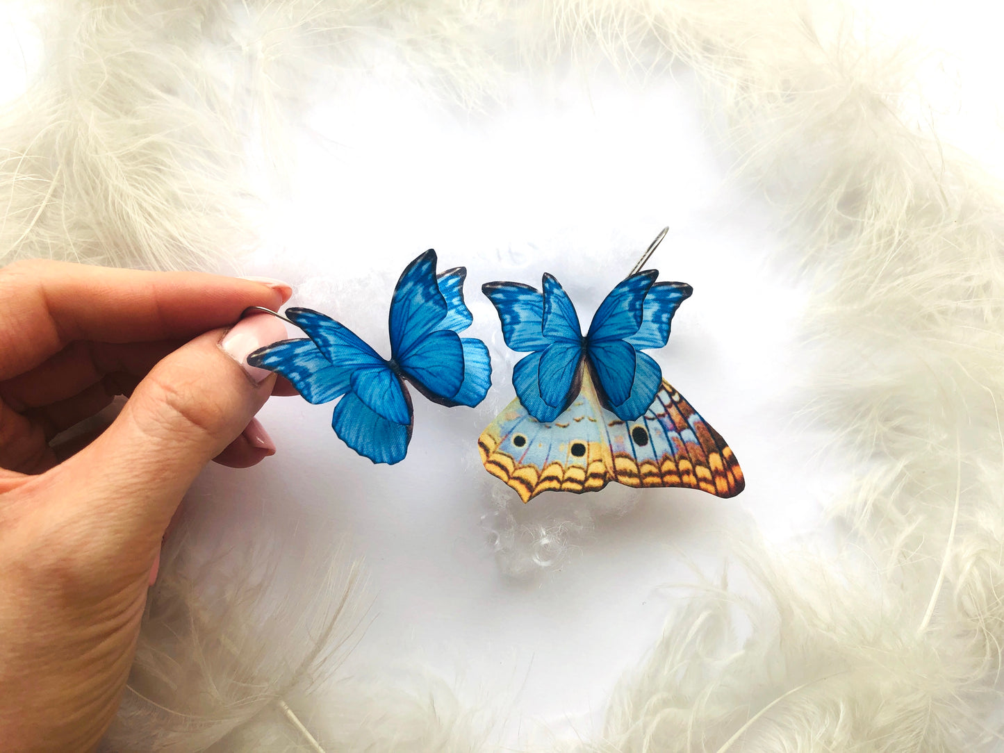 Mismatched Alt Earrings with Blue Butterfly