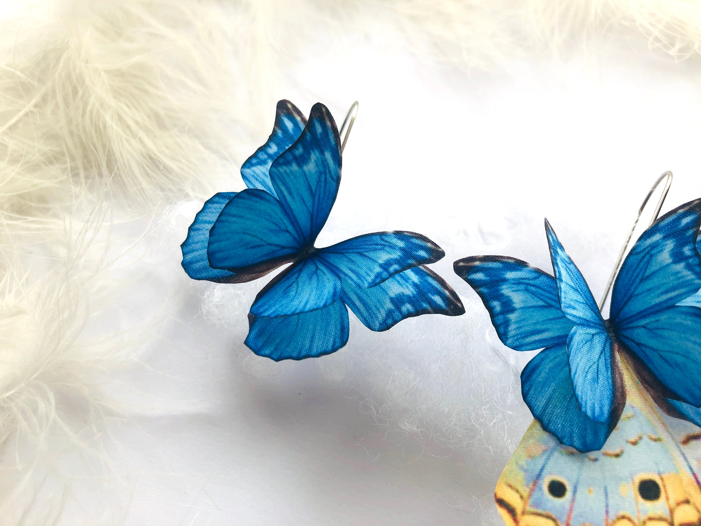 Unique Boho Chic Style Earrings with Blue Butterfly
