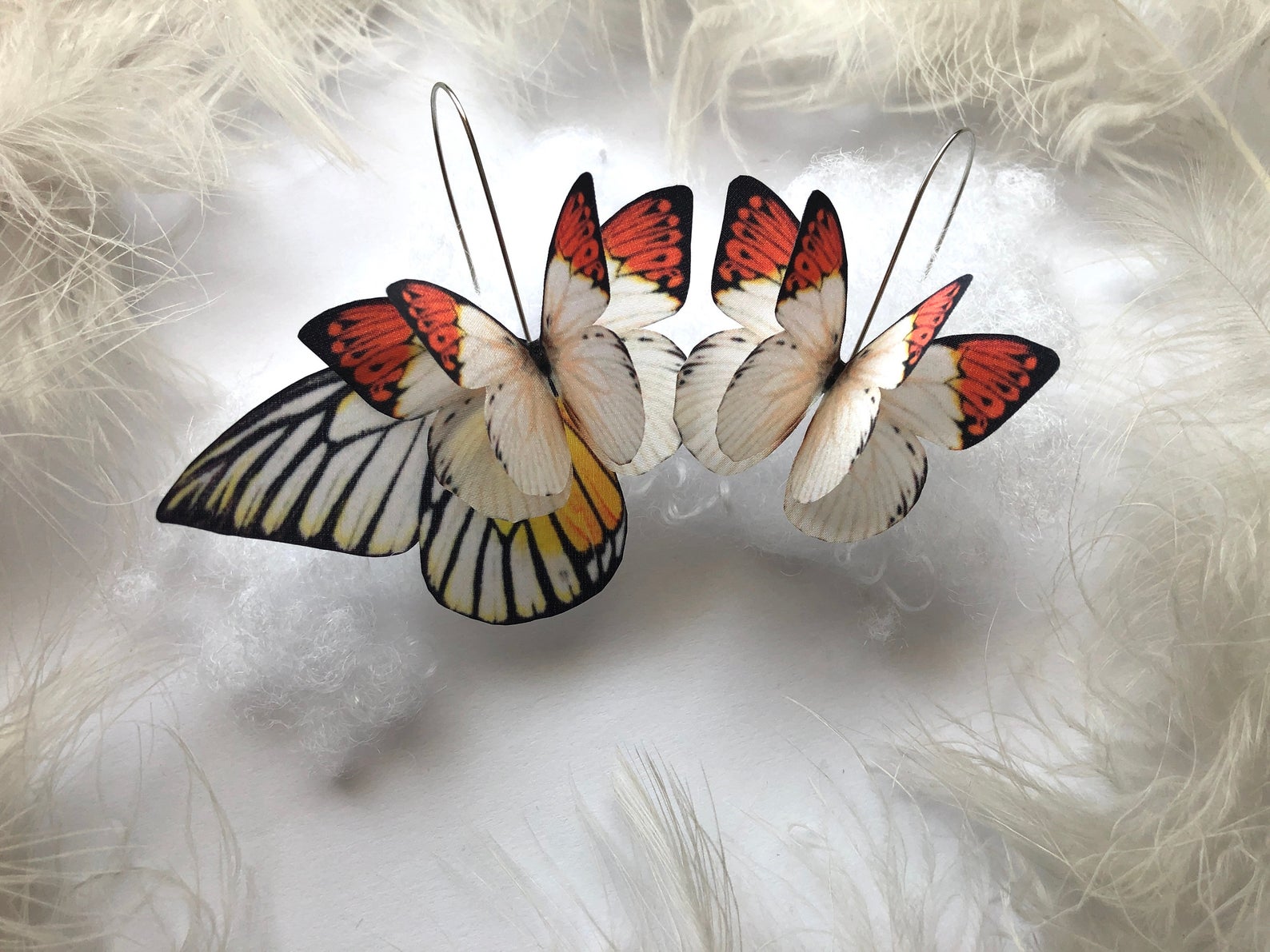 Silk Butterfly Earrings Handmade in Boho Style
