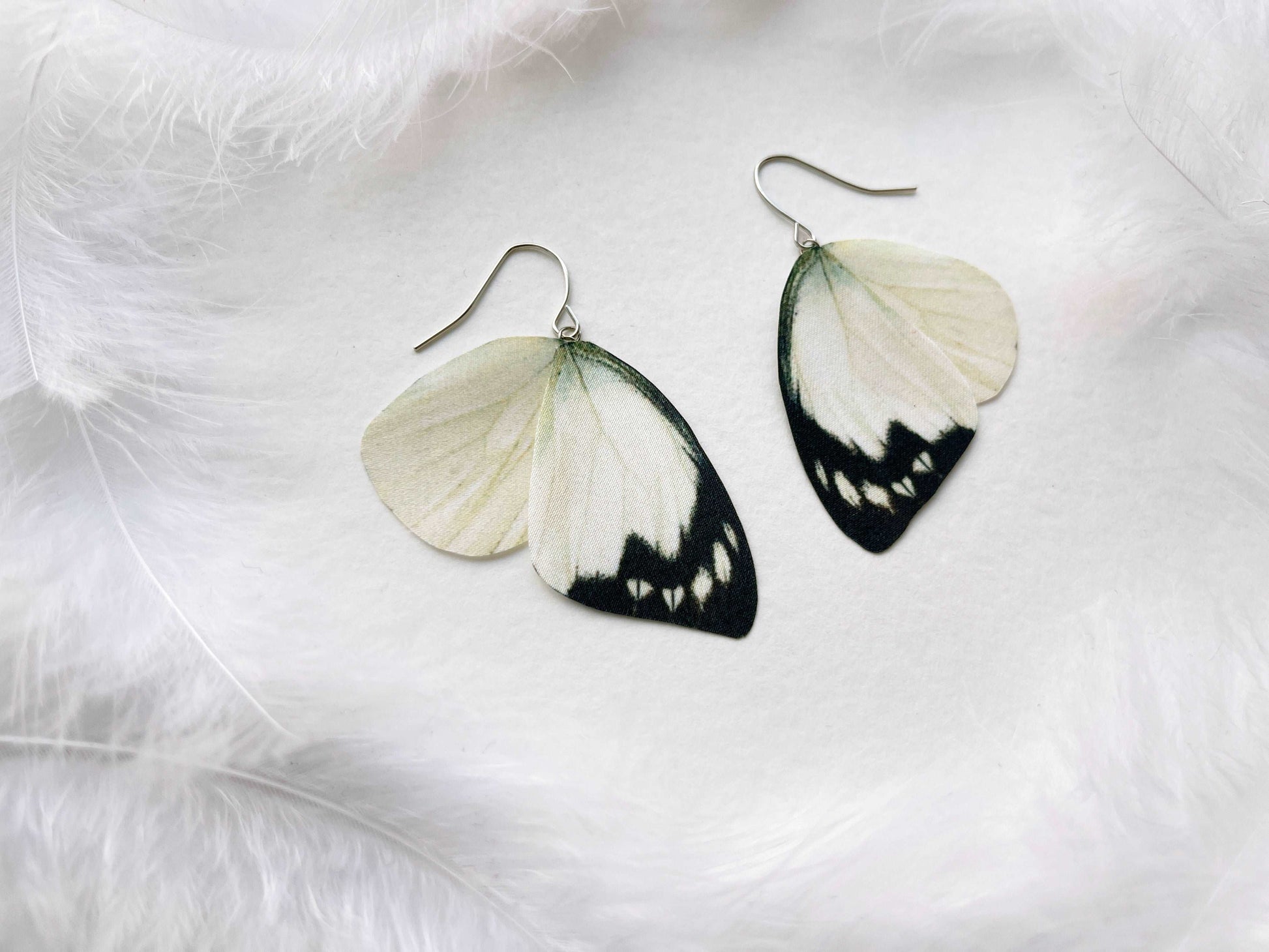 Ivory boho style butterfly wings earrings