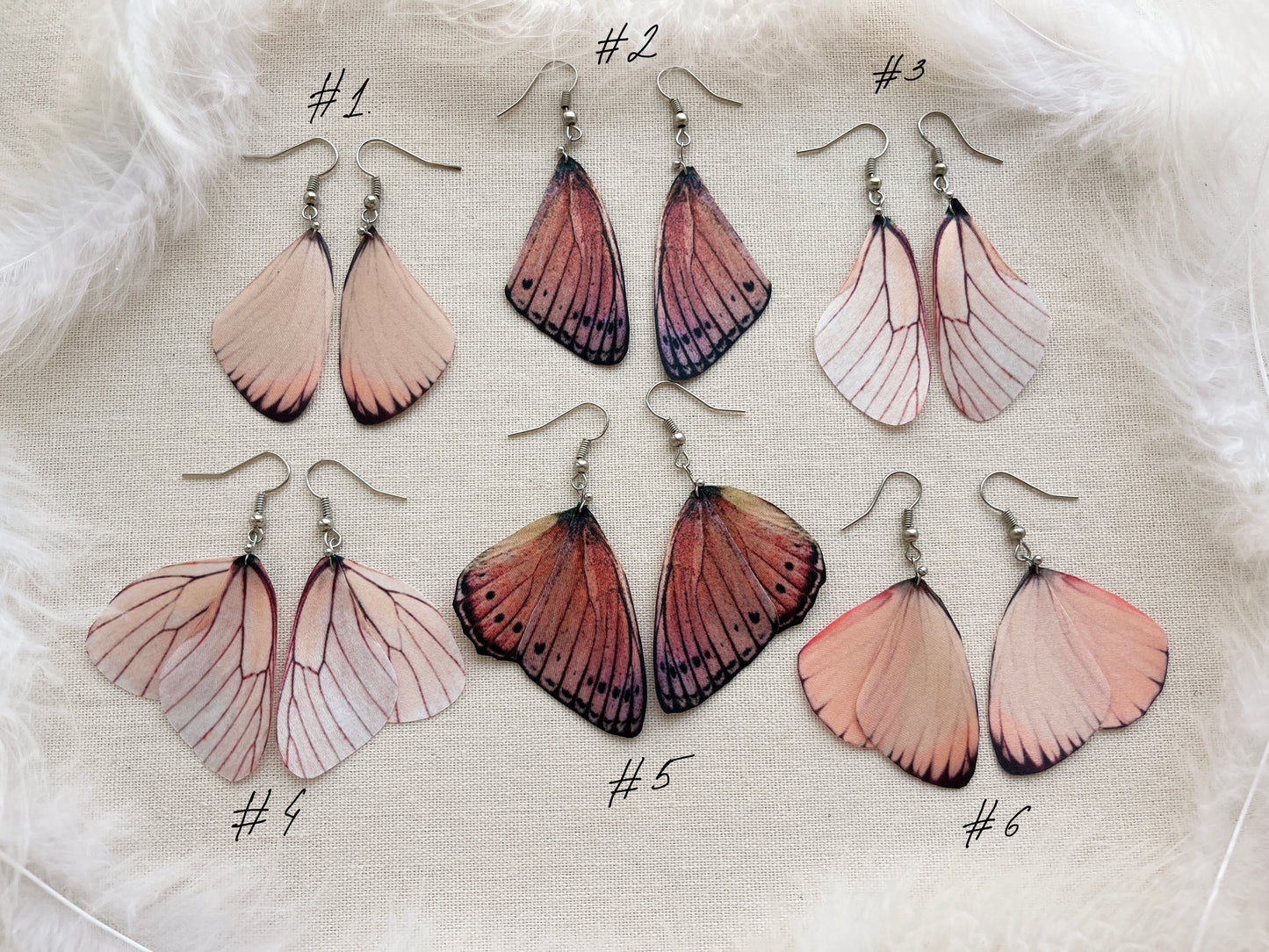 Pink Wings Earrings - front view