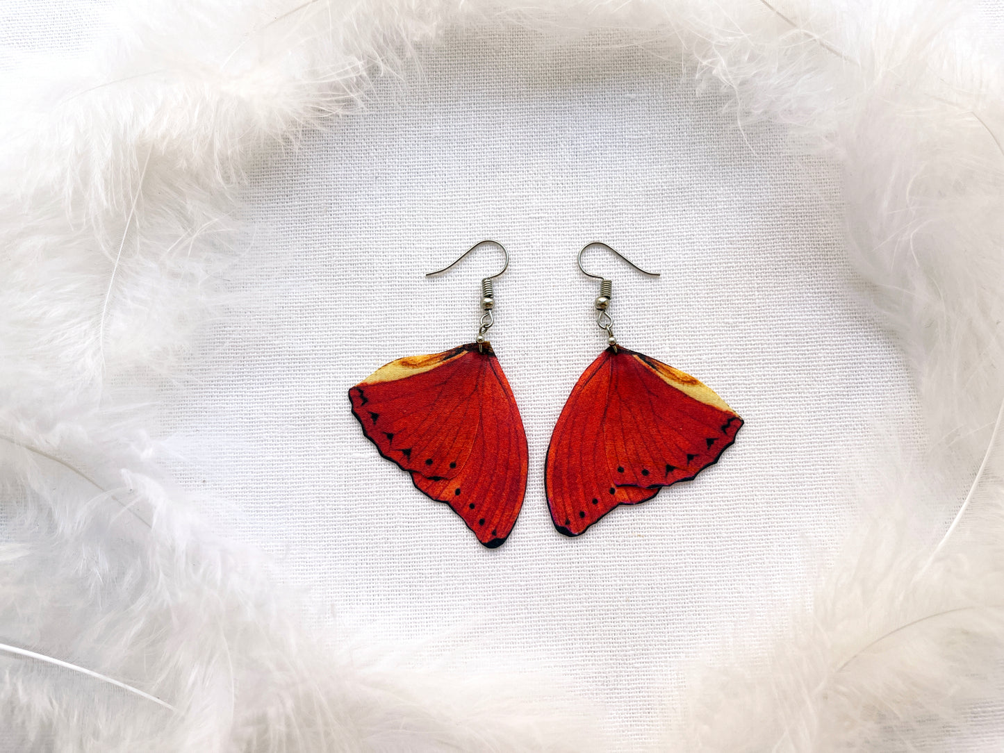 Dark Red Moth Wings Earrings