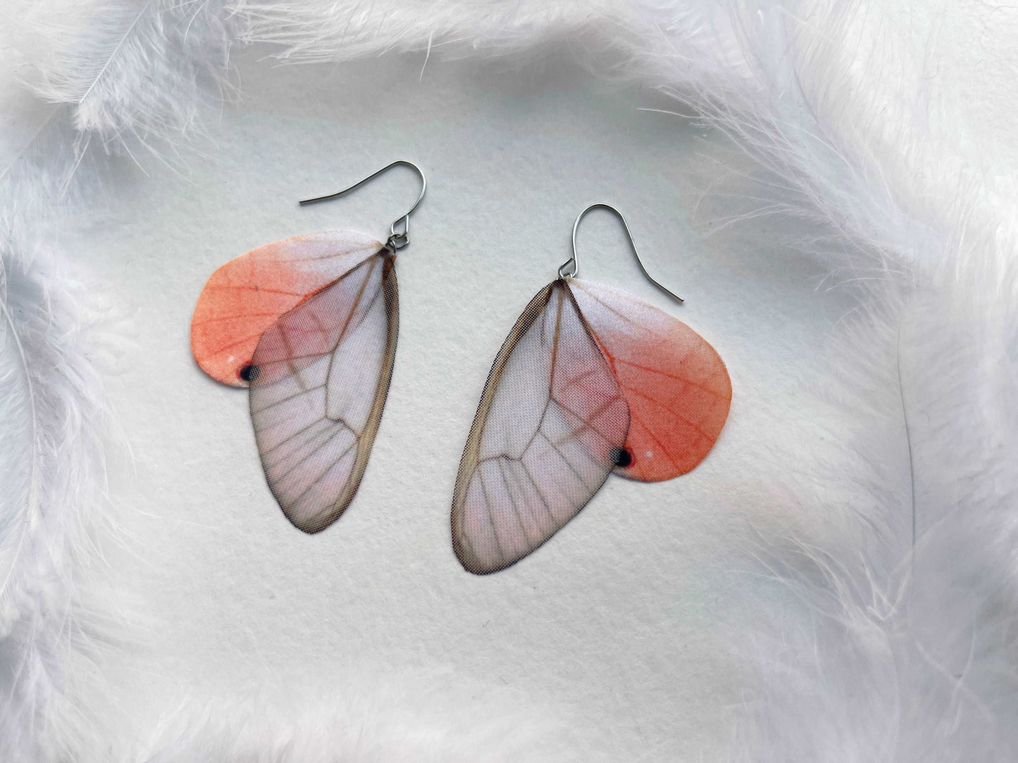 Glasswing Butterfly Wing Earrings in Boho Style