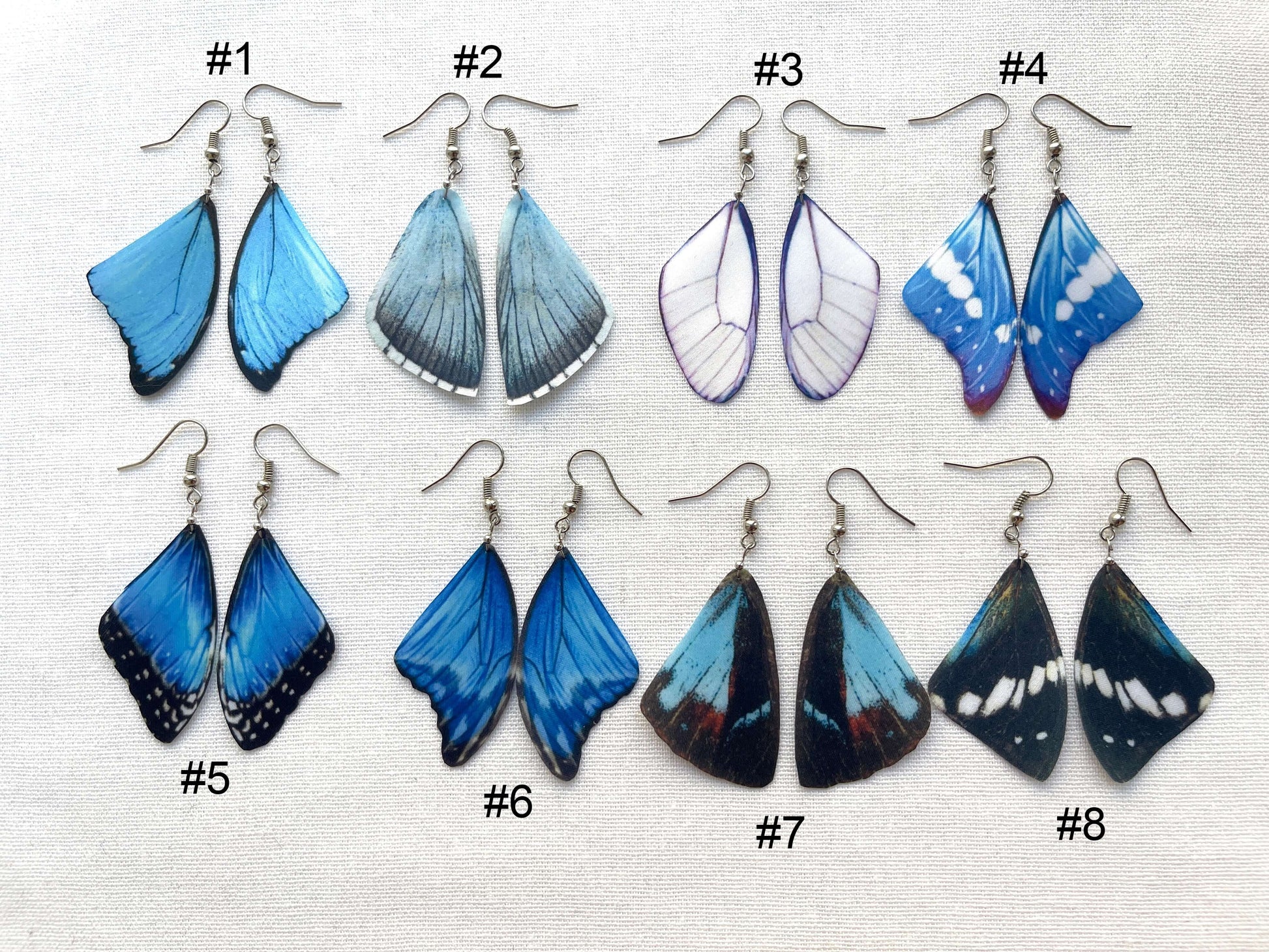 High-Quality Dark Blue Butterfly Wing Earrings