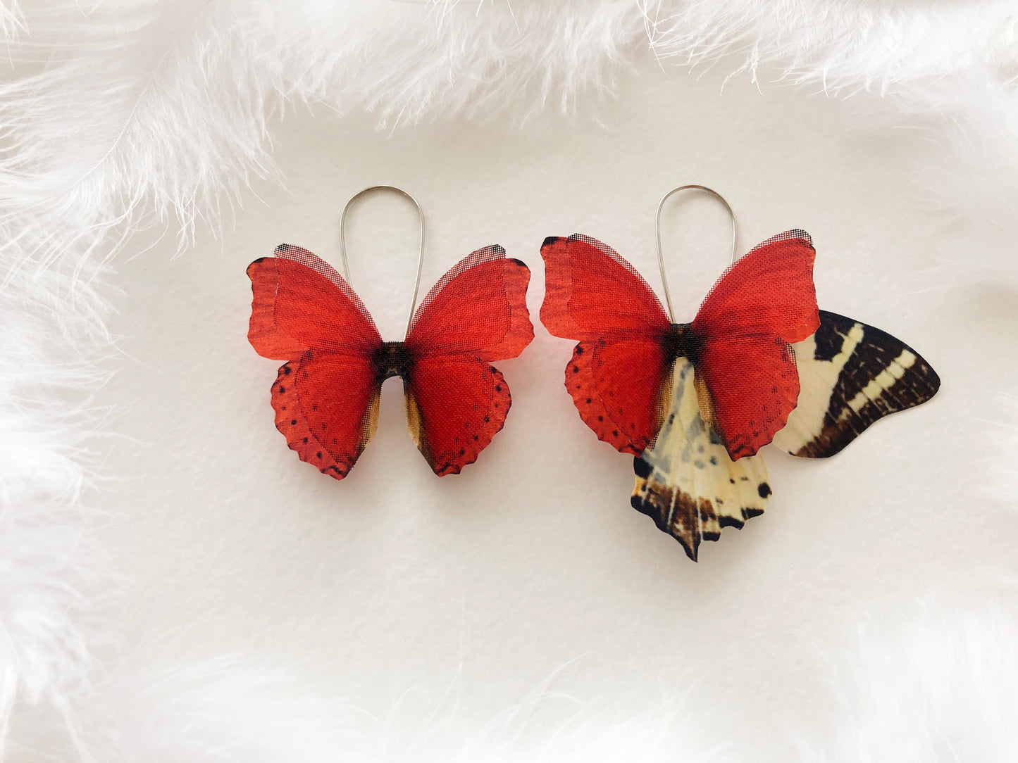 Ruby Red Butterfly Earrings with Boho Chic Style