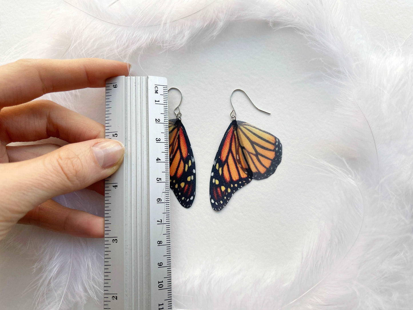 Pretty Fairy Earrings with Monarch Butterfly Wing design