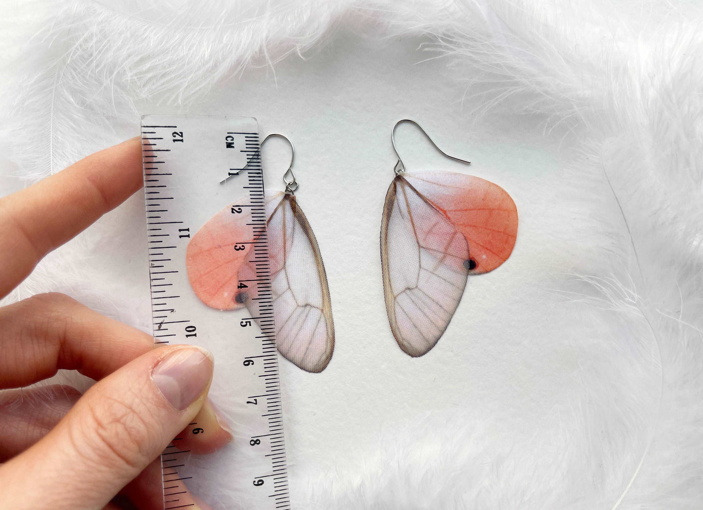 Unique Light Pink Butterfly Wing Earrings