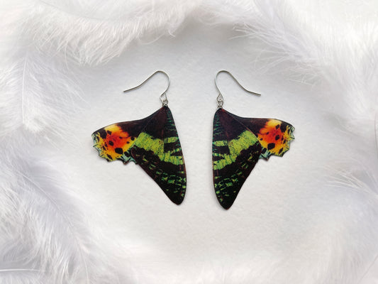 Handmade moth wing earrings with intricate details