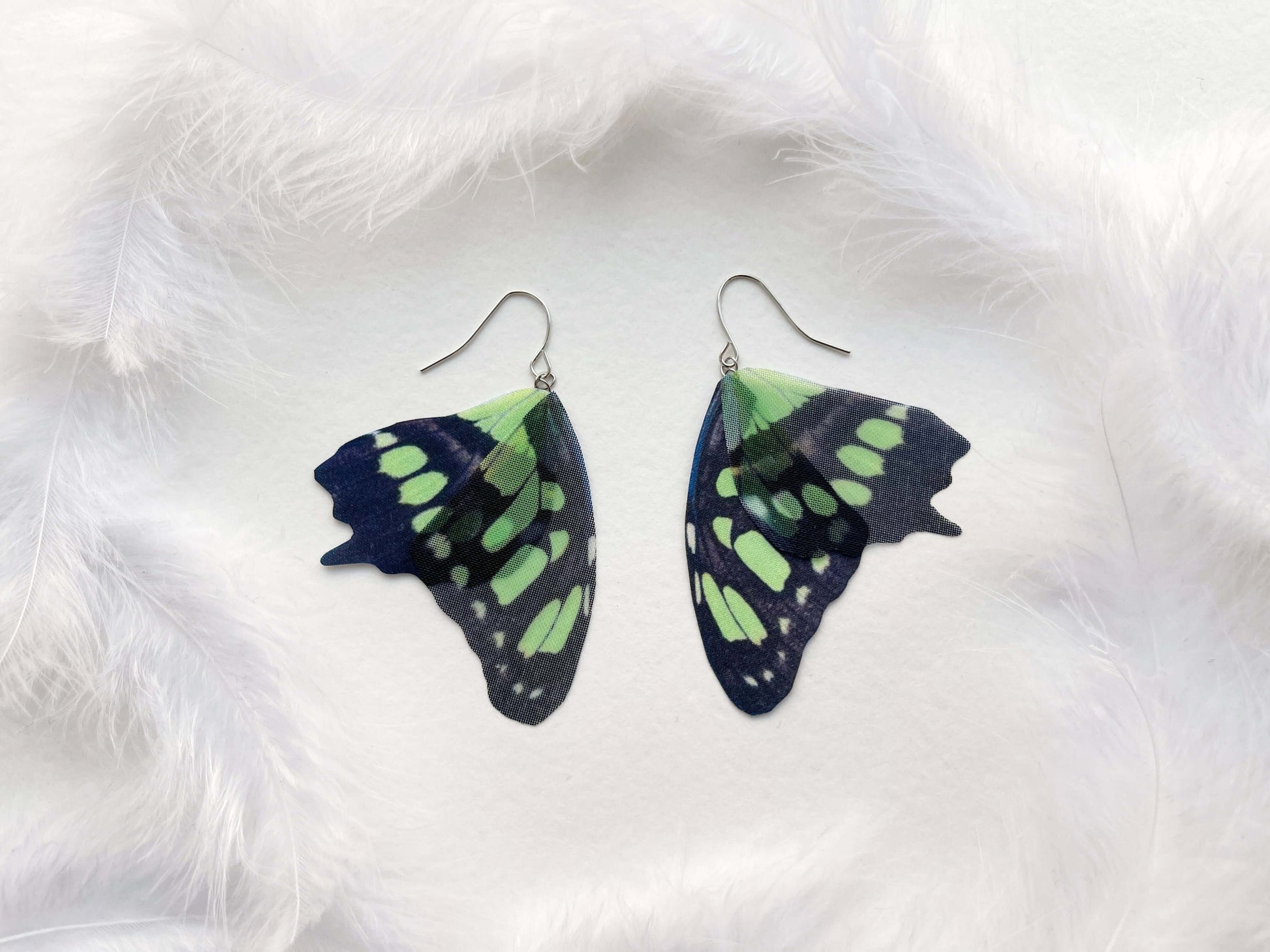 Green Fairy Wings Earrings - Front View