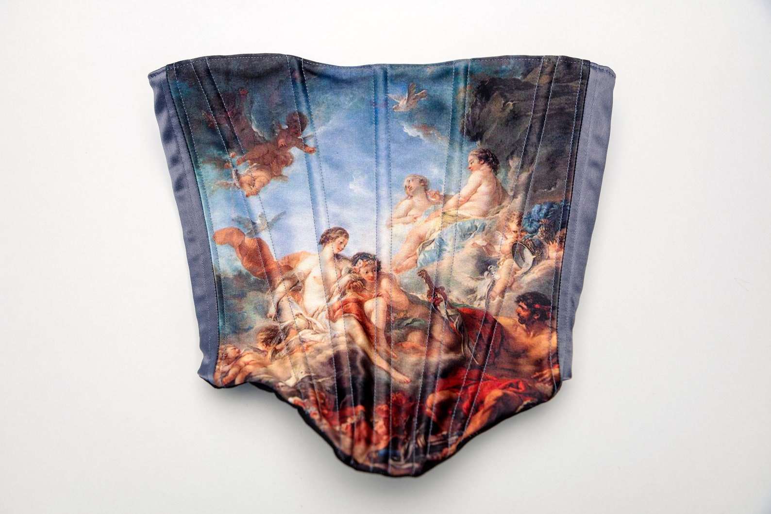 Plus size corset top with beautiful renaissance painting, front view