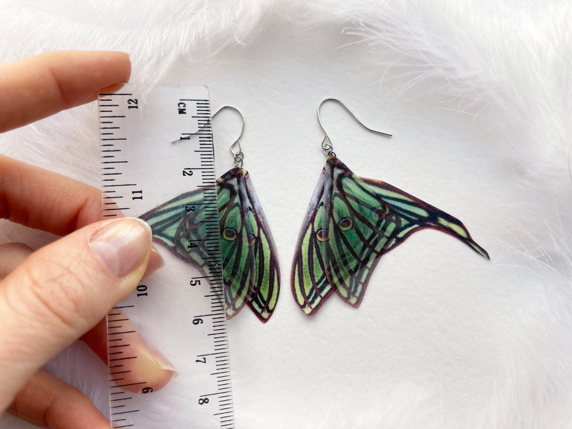 Fairy Elven Earrings with Spanish Luna Moth Wings
