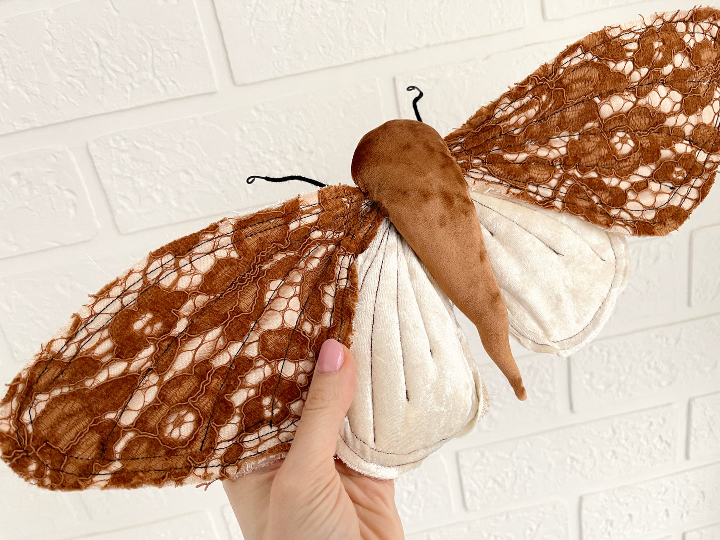 Textile Soft Sculpture Moth for Home Decor