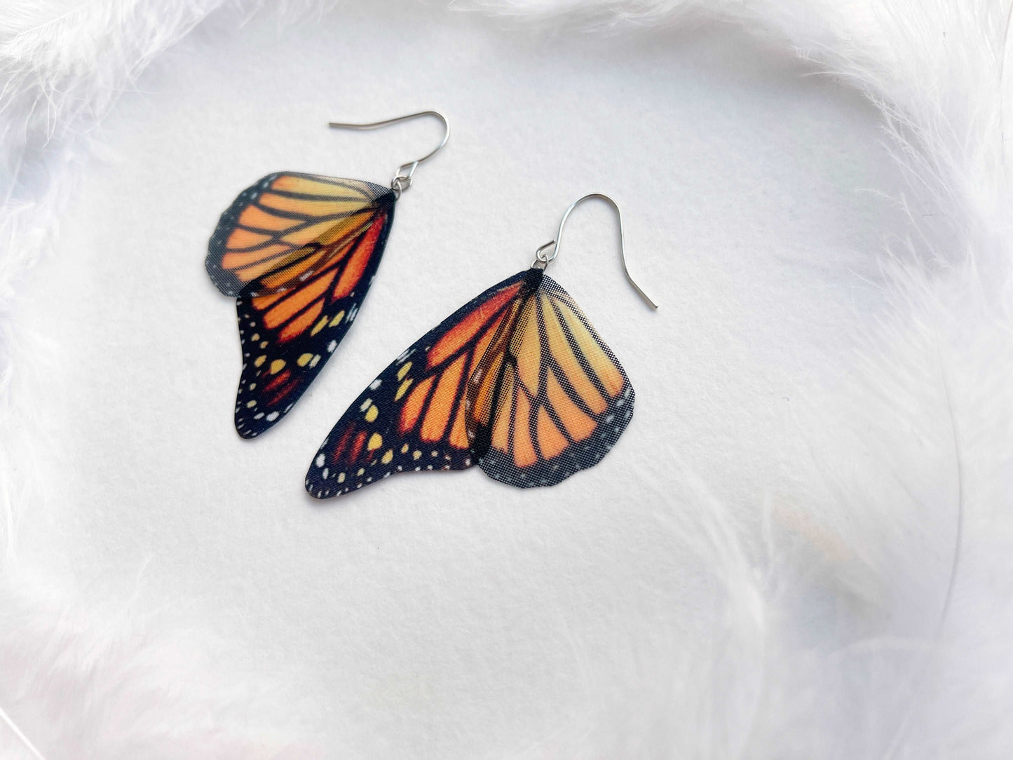 Monarch Butterfly Wing Earrings with Aesthetic design