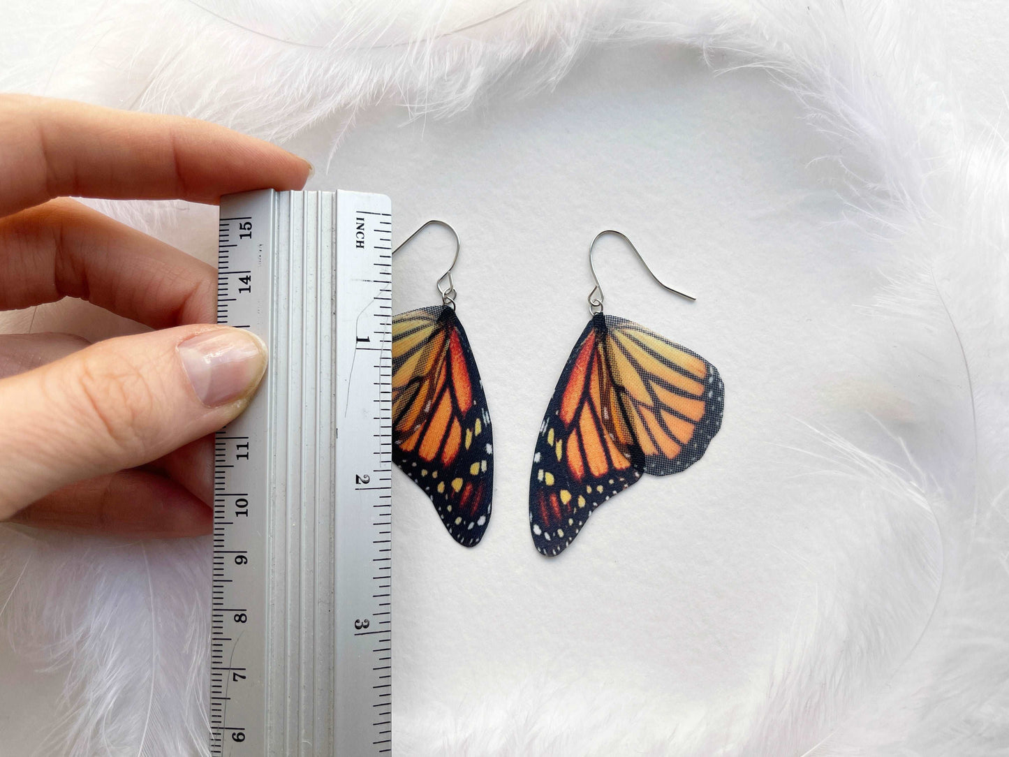 Cool Earrings with intricate Monarch Butterfly Wing design
