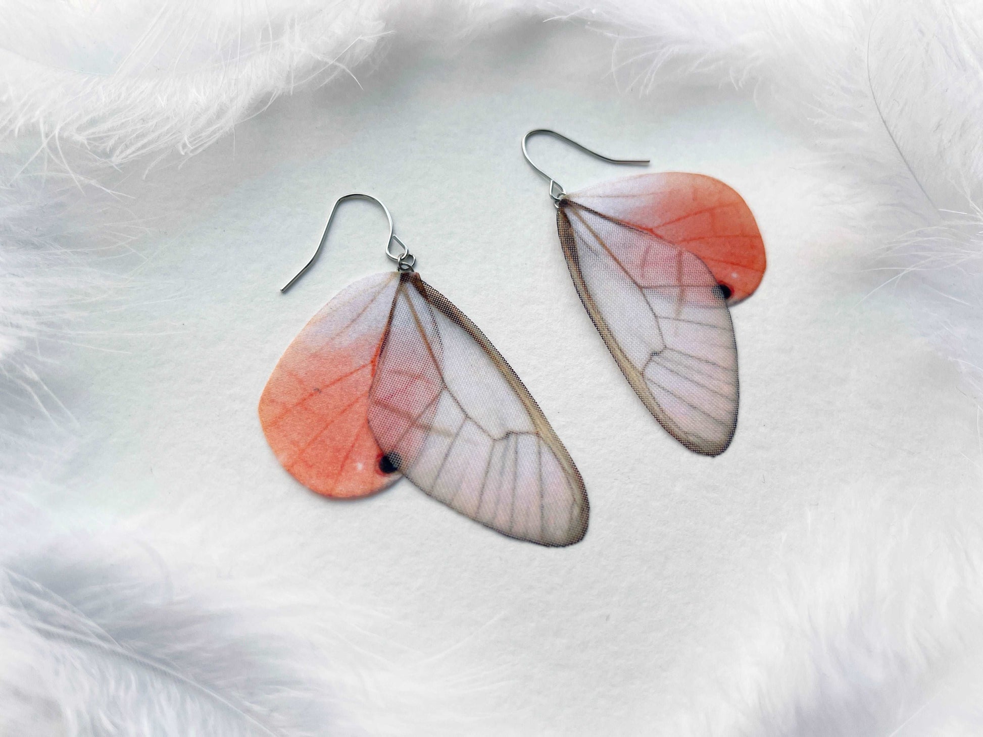 Cool Light Pink Butterfly Wing Earrings