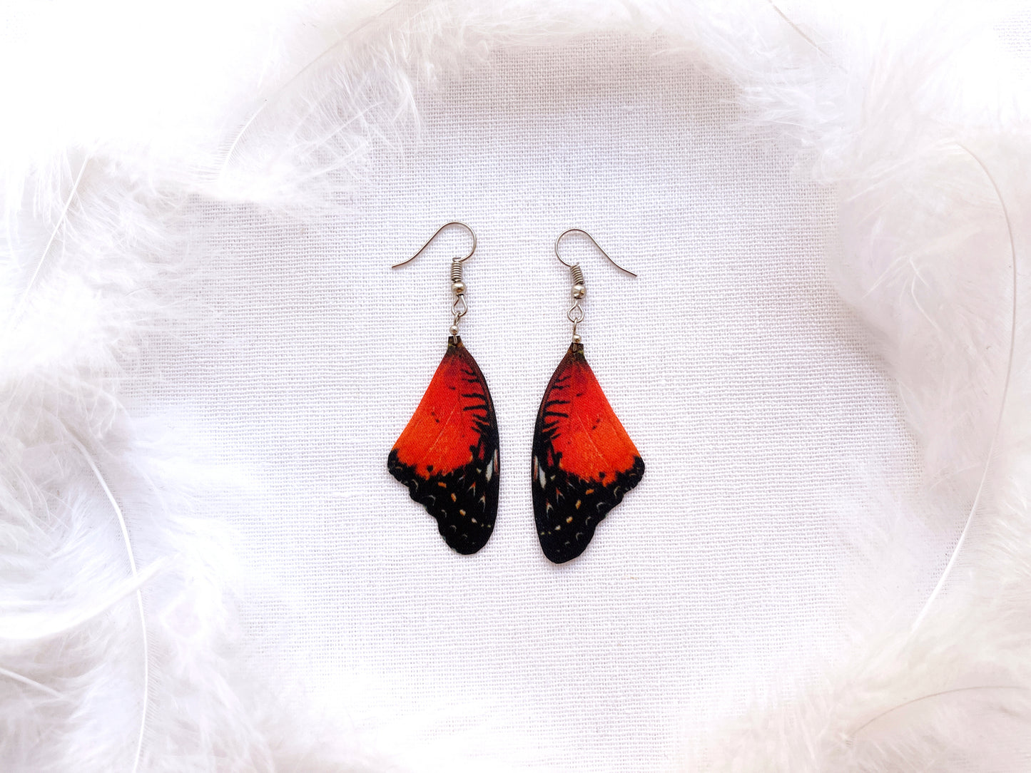 Red and Black Butterfly Wing Earrings