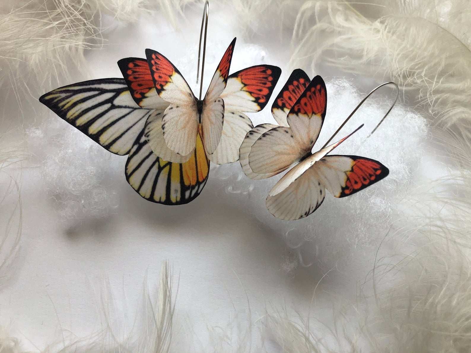Playful Korean Y2K earrings with silk butterfly