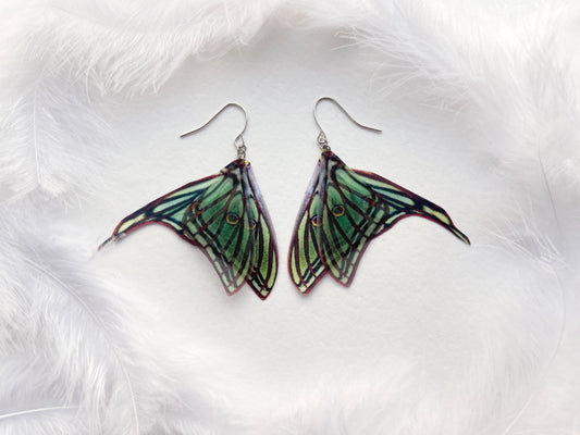 Spanish Luna Moth Wings Earrings in Boho Style