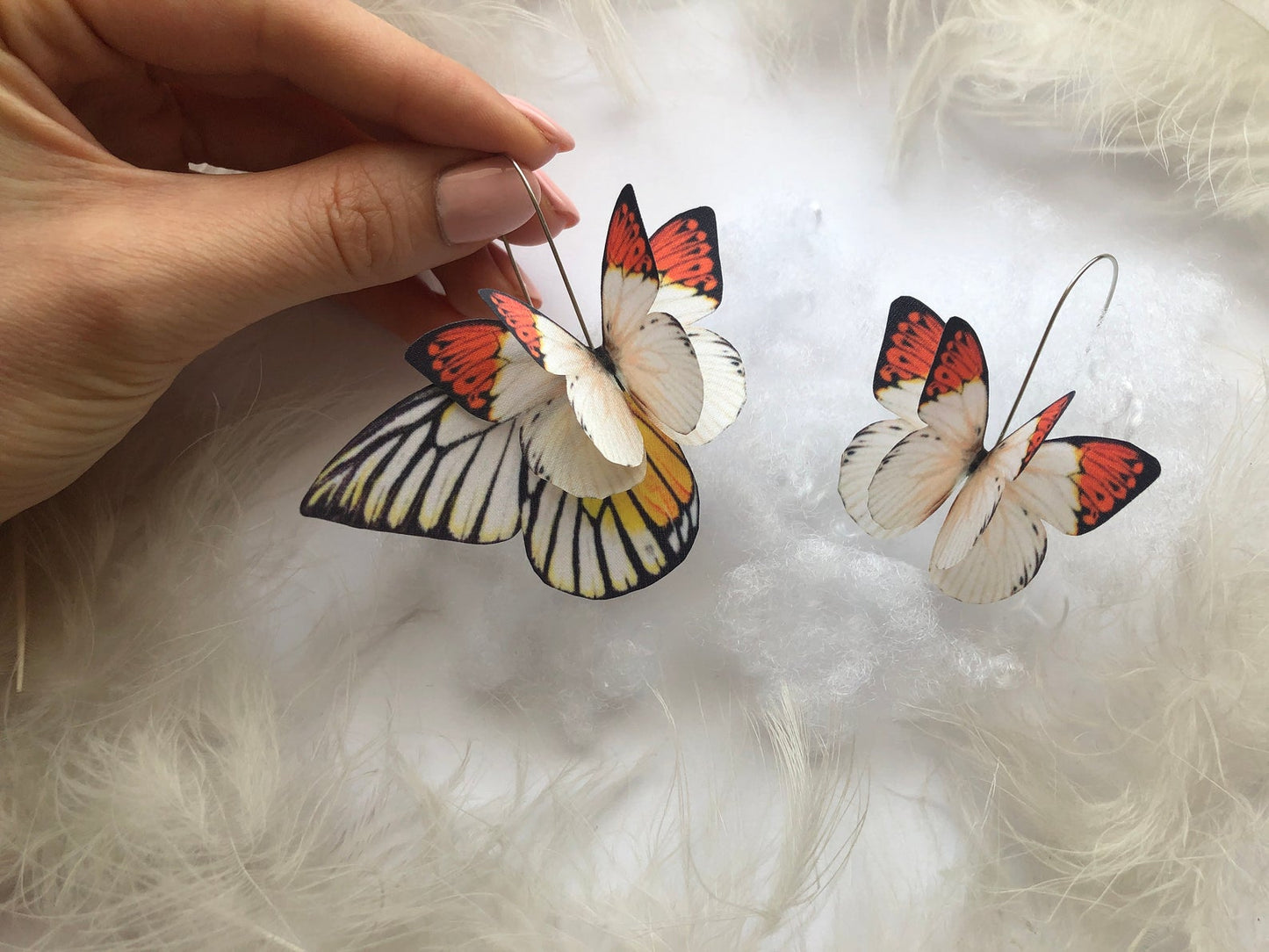 Unique bug earrings with butterfly wings