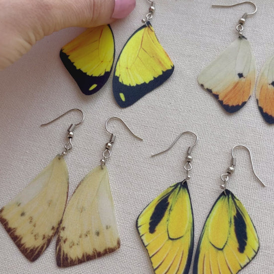 Stunning Butterfly Wing Earrings in Bright Yellow Color