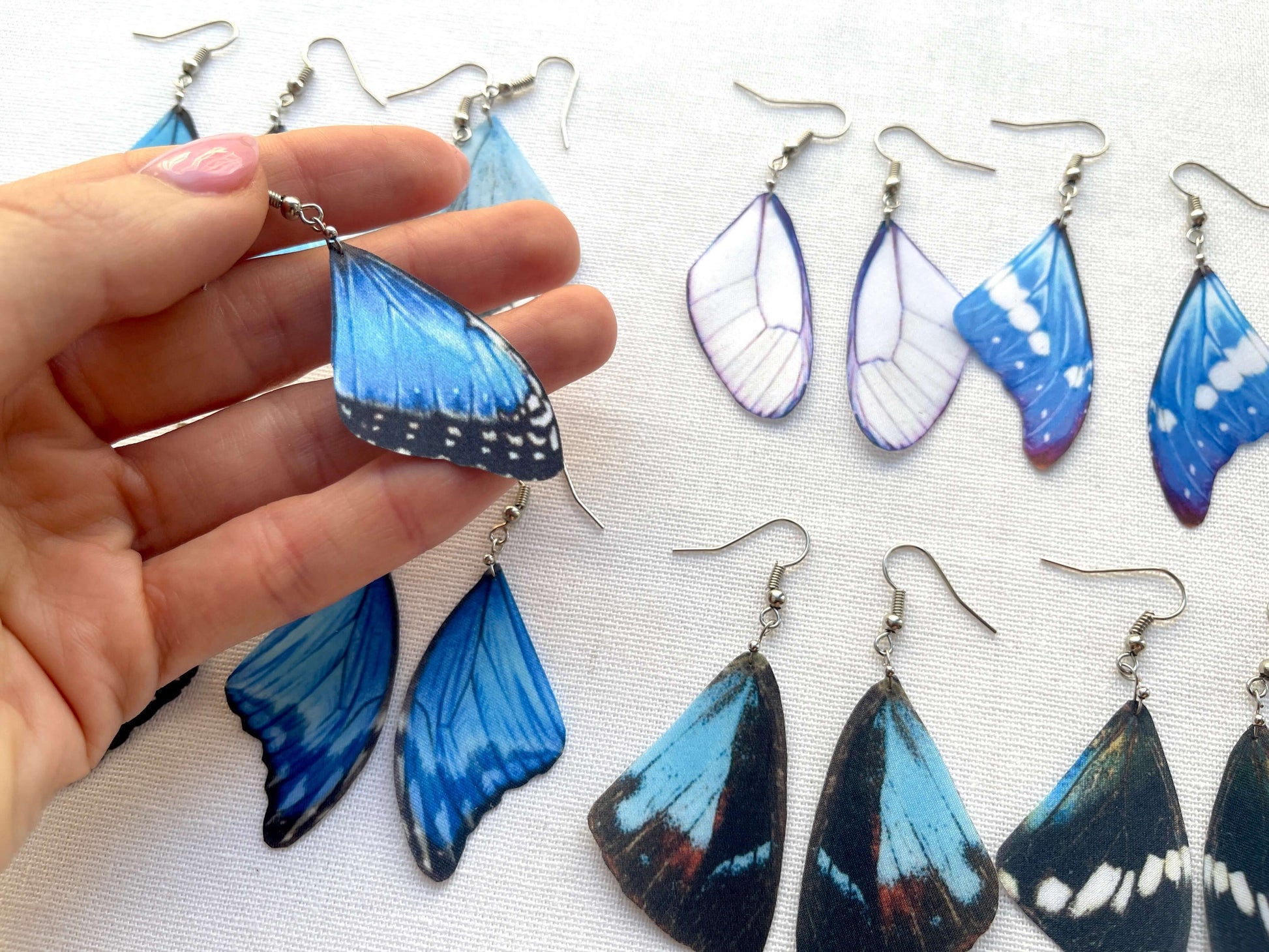 Dark Blue Butterfly Wing Earrings with Novelty Design