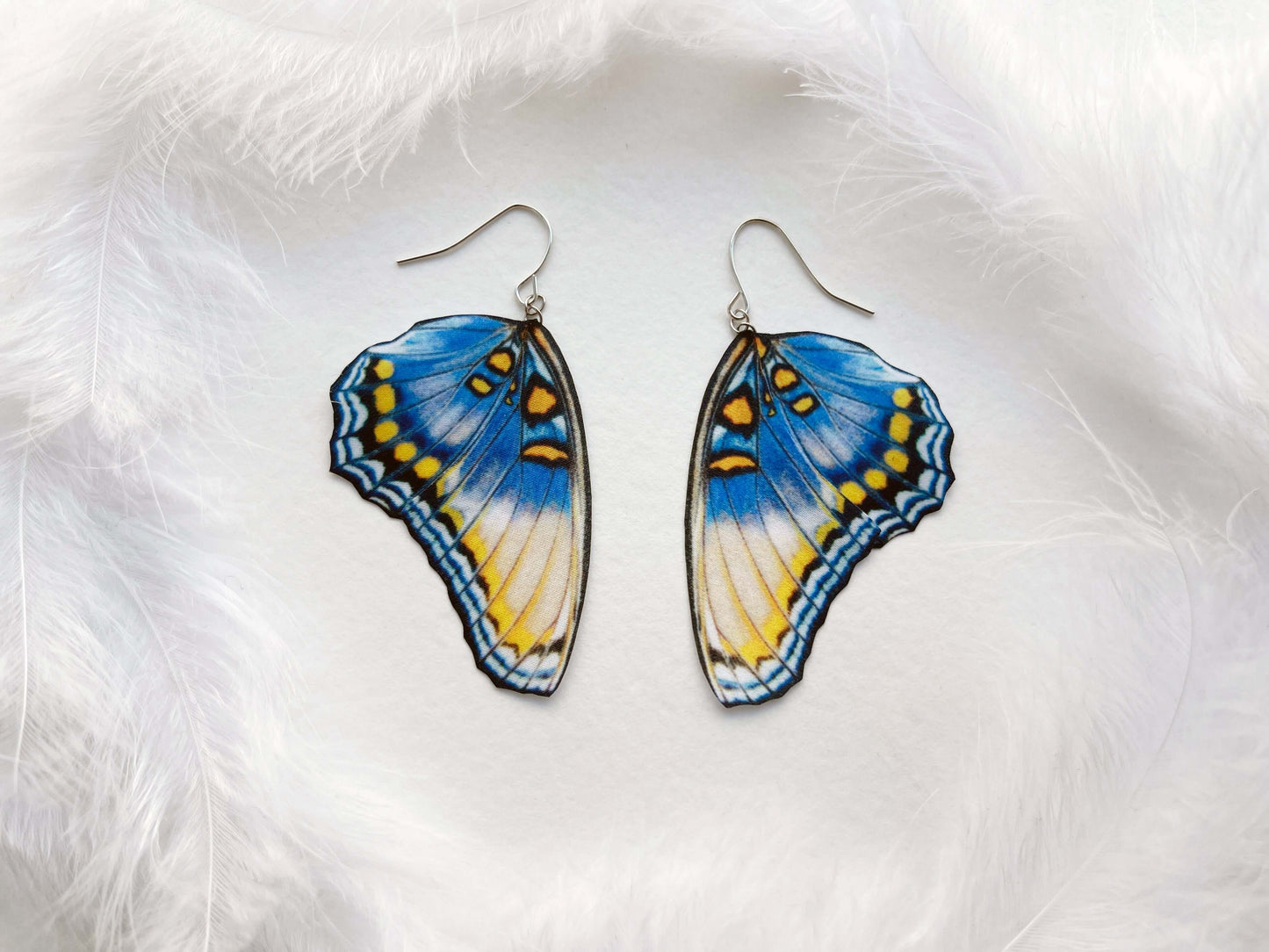 Aesthetic Butterfly Wing Earrings in Blue Color