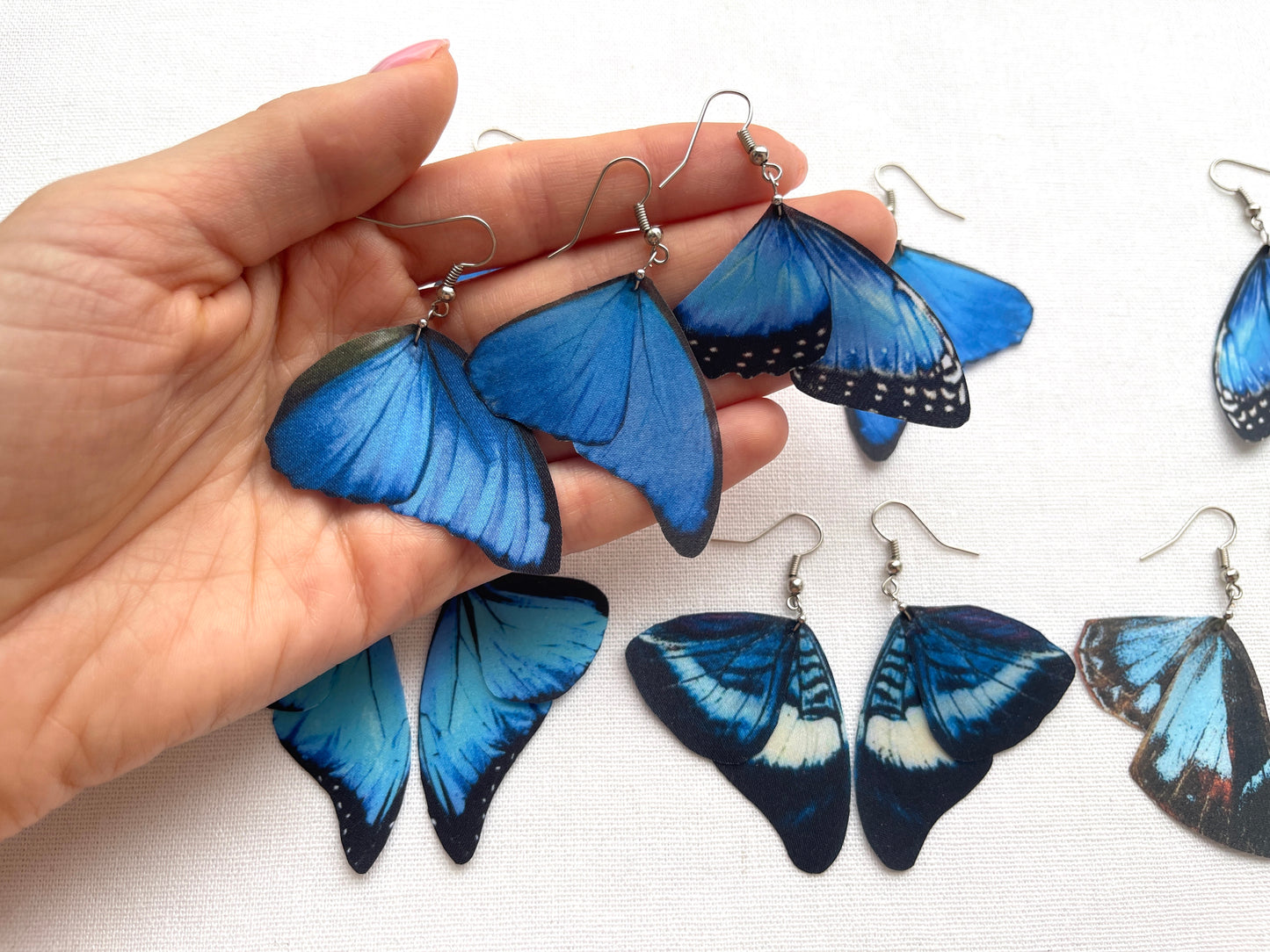 Lightweight butterfly jewelry in royal and baby blue