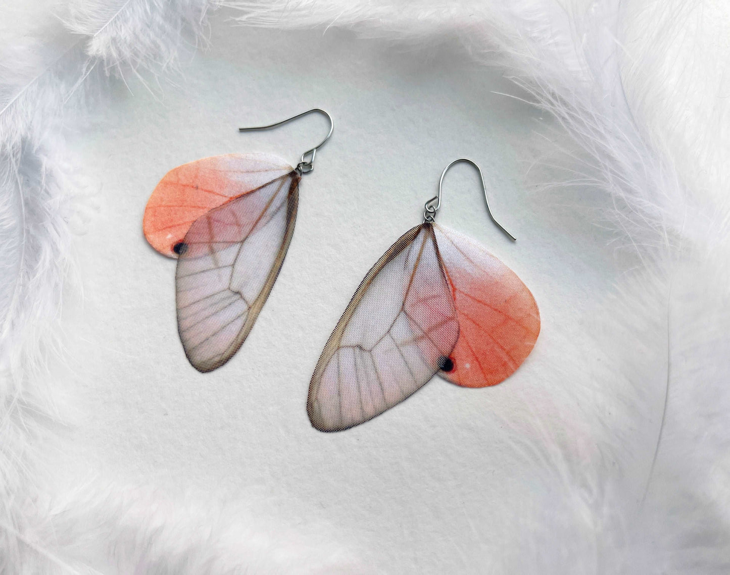 Boho Style Light Pink Butterfly Wing Earrings