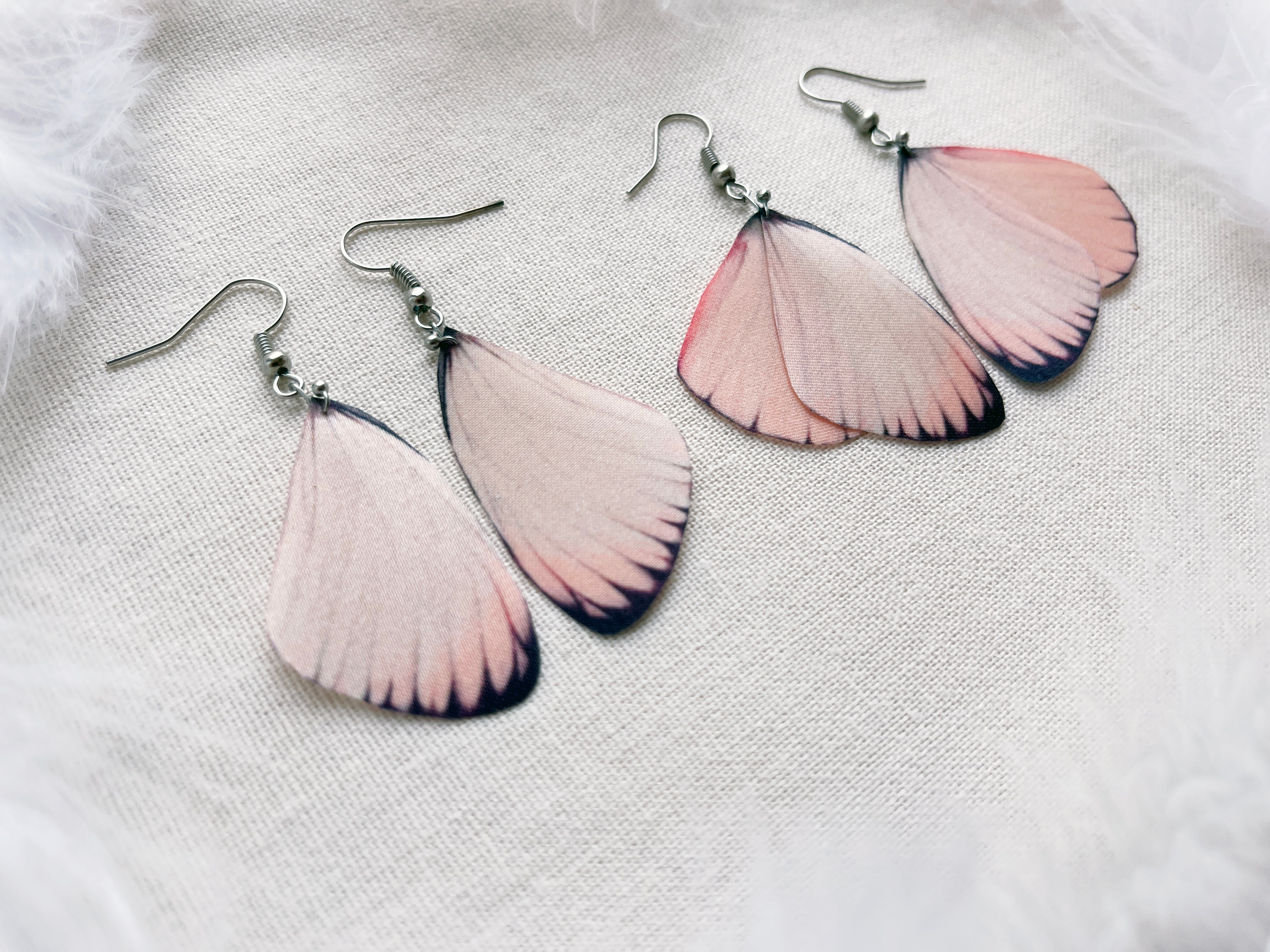 Light pink sale feather earrings