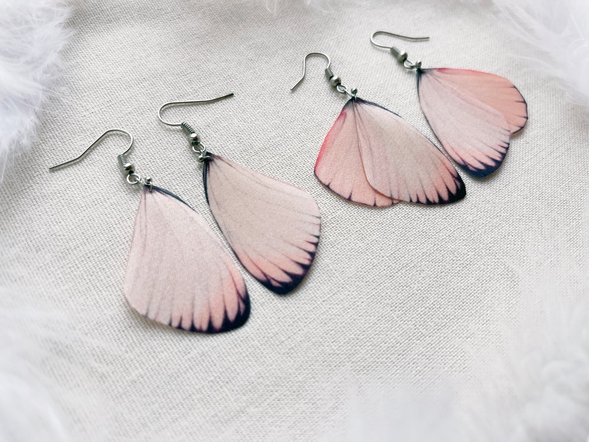 Handmade Silk Butterfly Earrings - side view