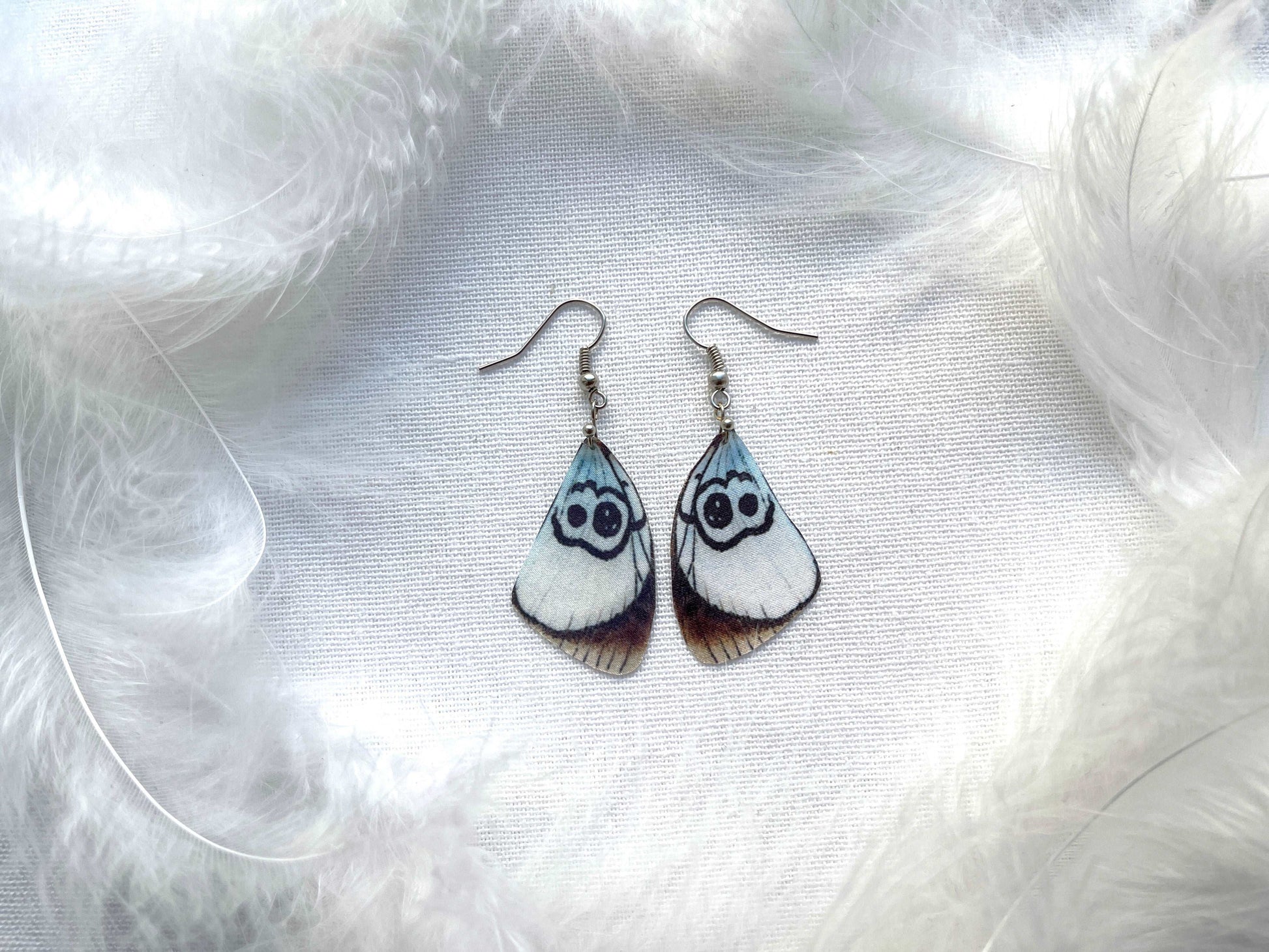 White butterfly wing earrings