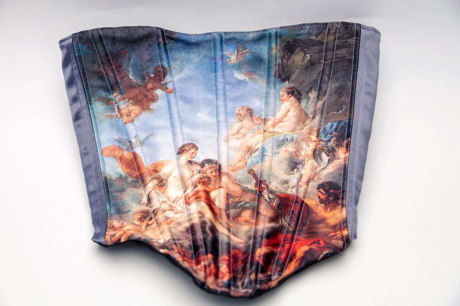 Plus size corset top with beautiful renaissance painting, front view