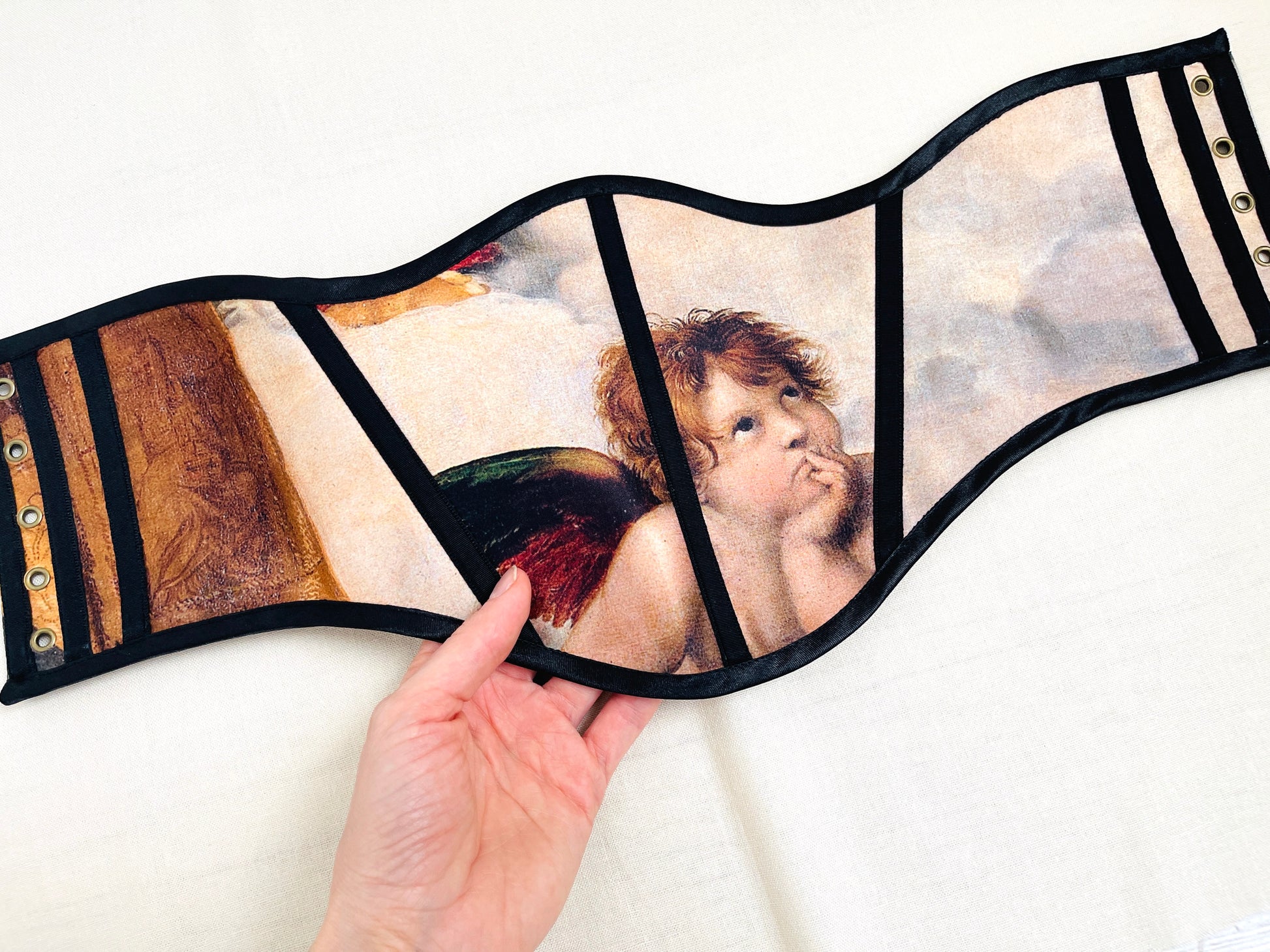 Underbust Corset Belt Inspired by Sistine Madonna Handmade Of Silk For –  Silk Butterflies