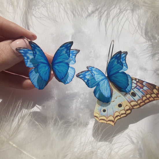 Y2K Style Earrings with Royal Blue Butterfly