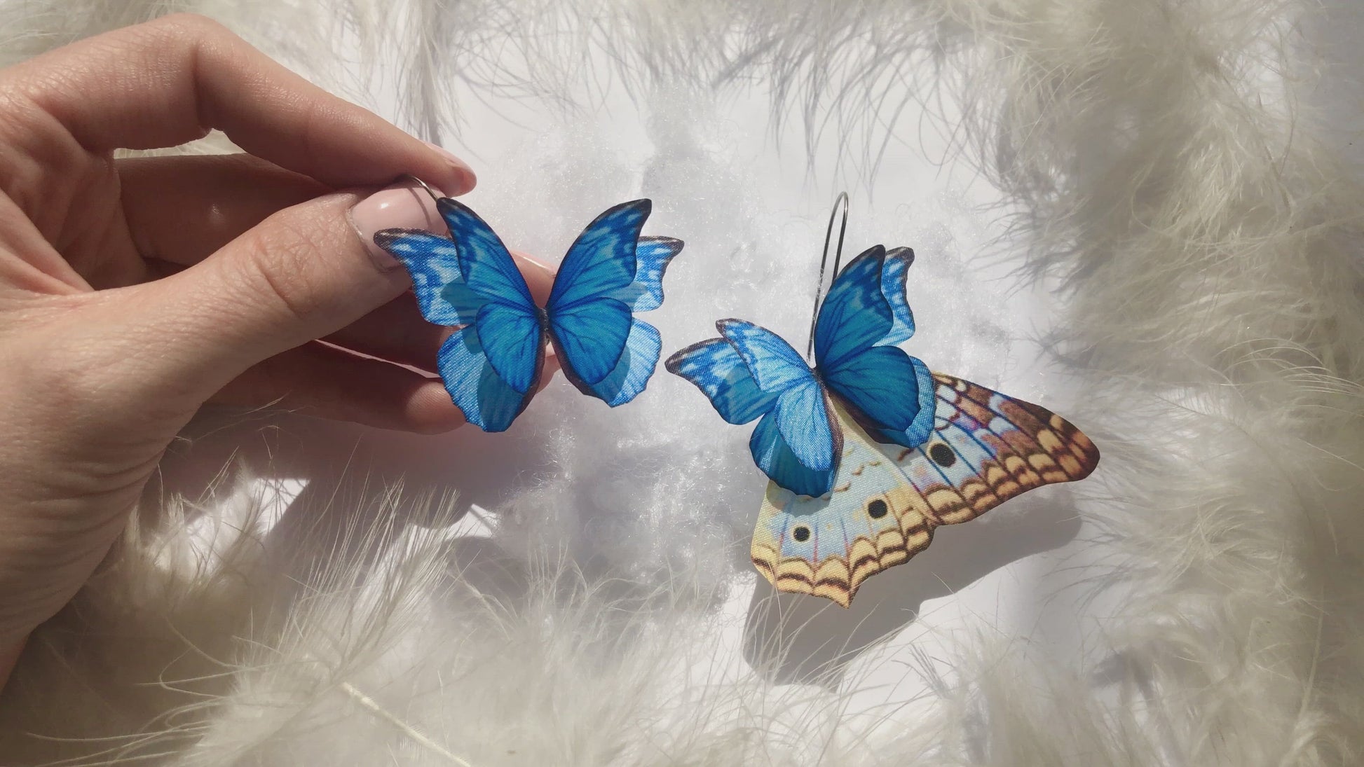 Y2K Style Earrings with Royal Blue Butterfly