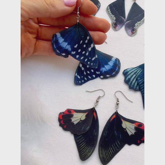 Handmade Gothic Style Wing Earrings with Black Wings and Whimsical Design