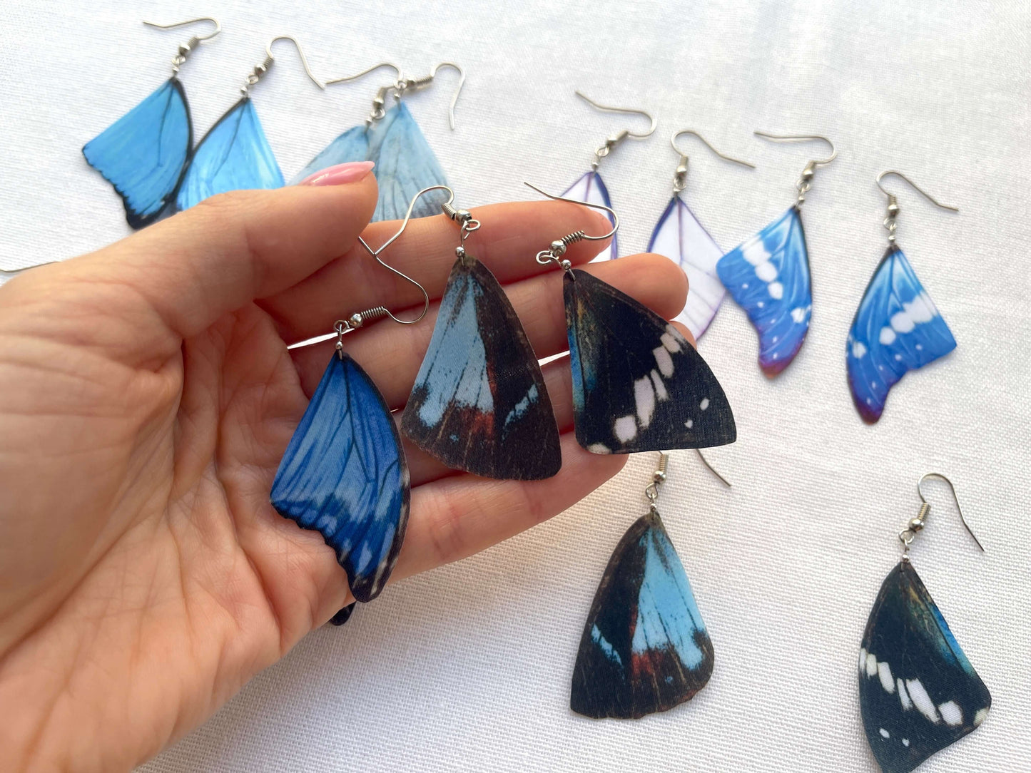 Beautiful Dark Blue Butterfly Wing Earrings