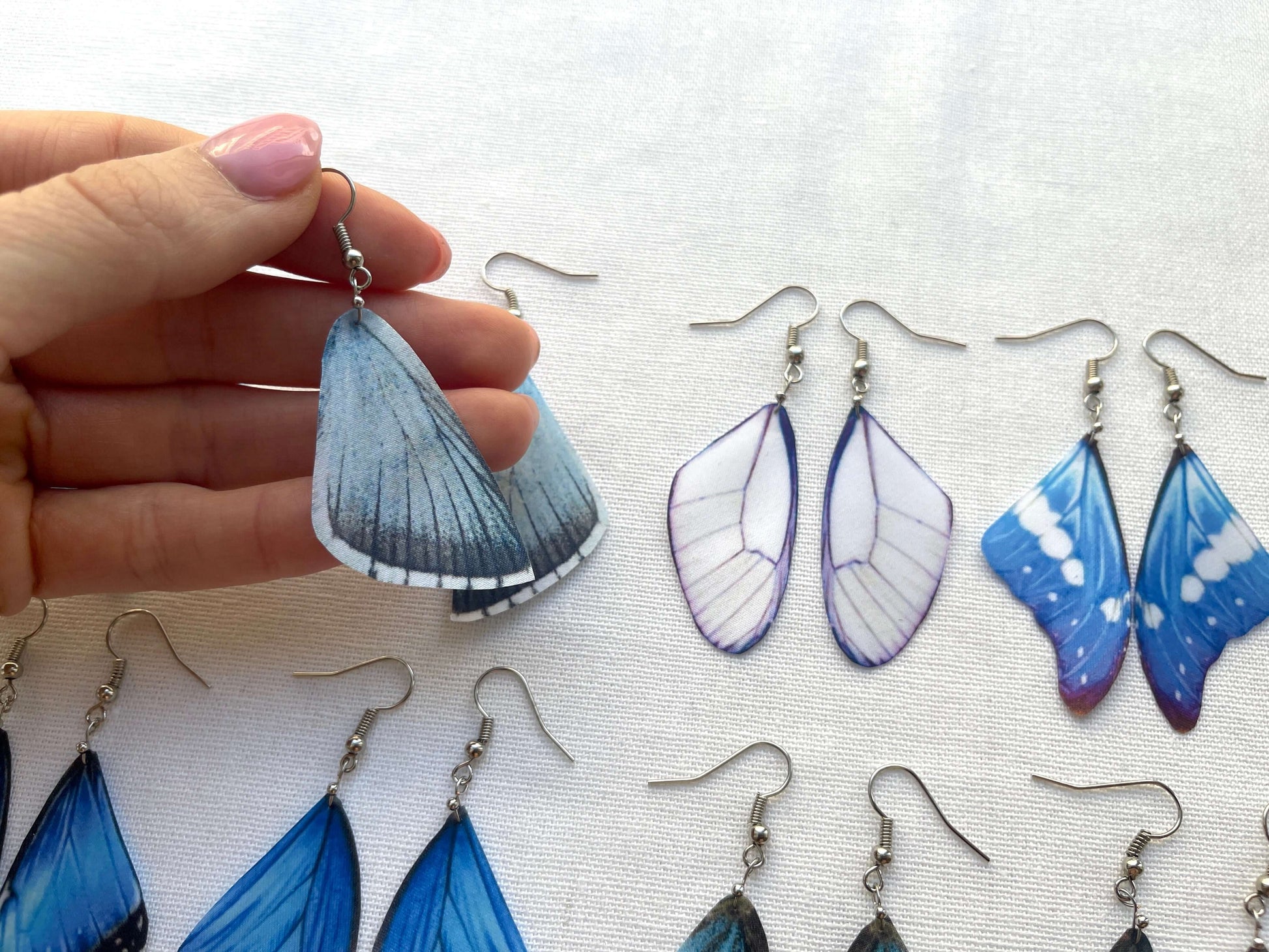 Eye-Catching Dark Blue Butterfly Wing Earrings