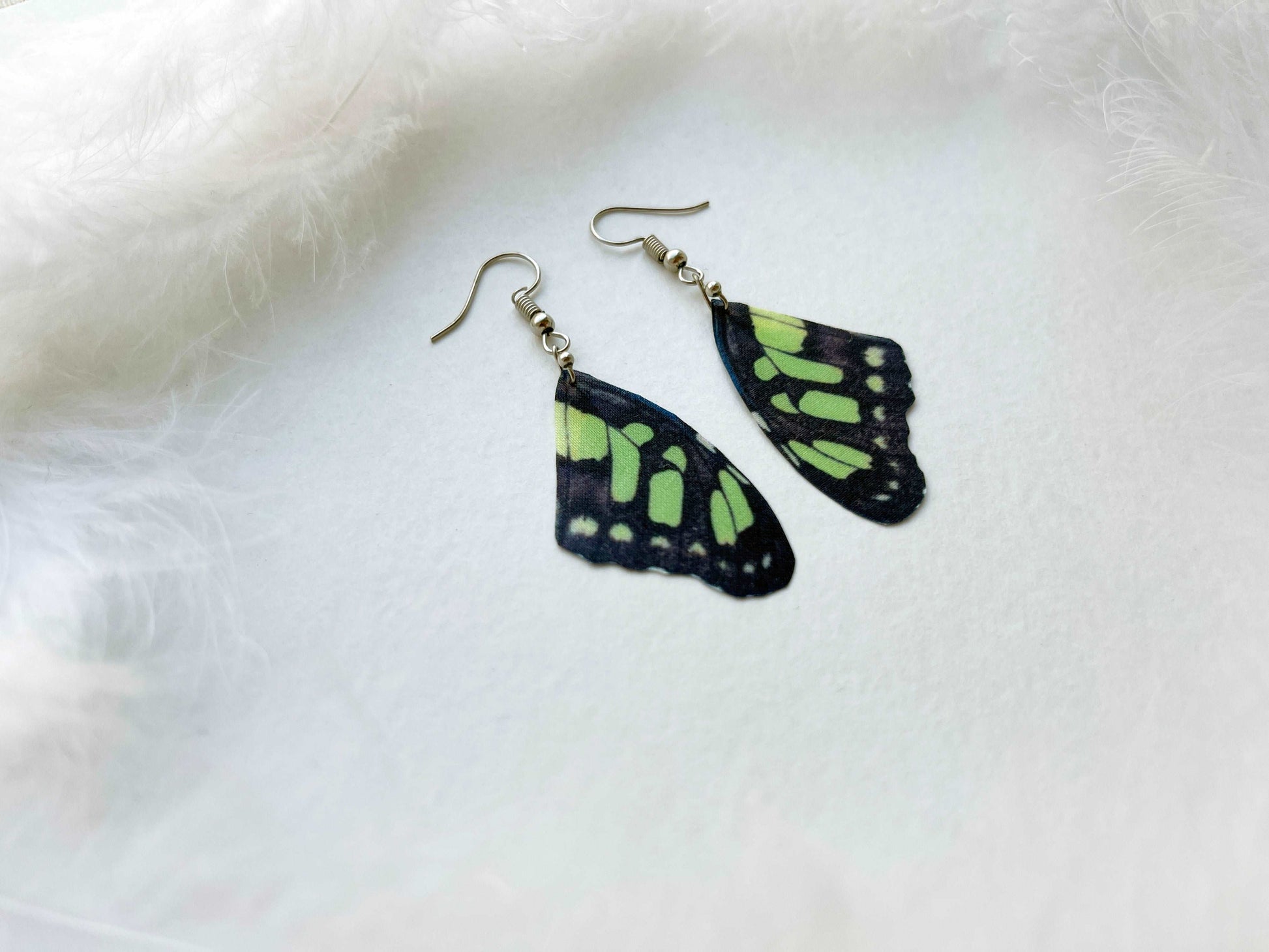 Moth Earrings - Green Wings