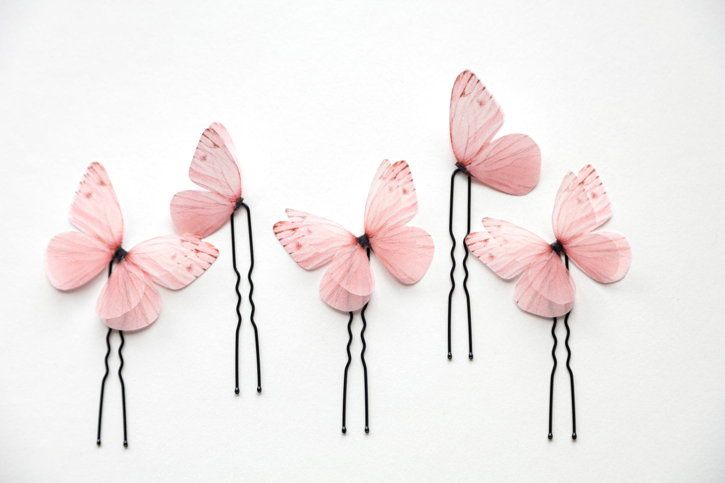 Set of Pale Pink Butterfly Hairpins