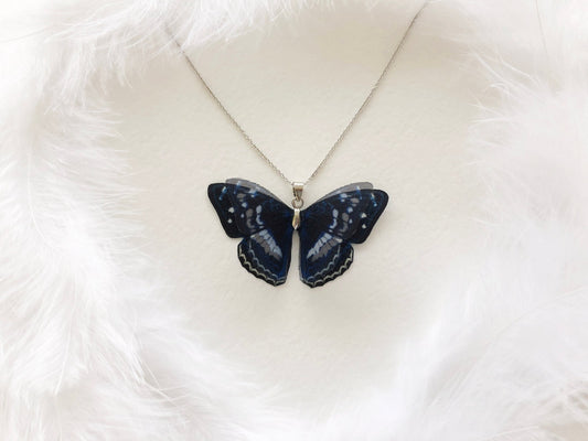 Midnight Black Pendant with Giant Butterfly from above